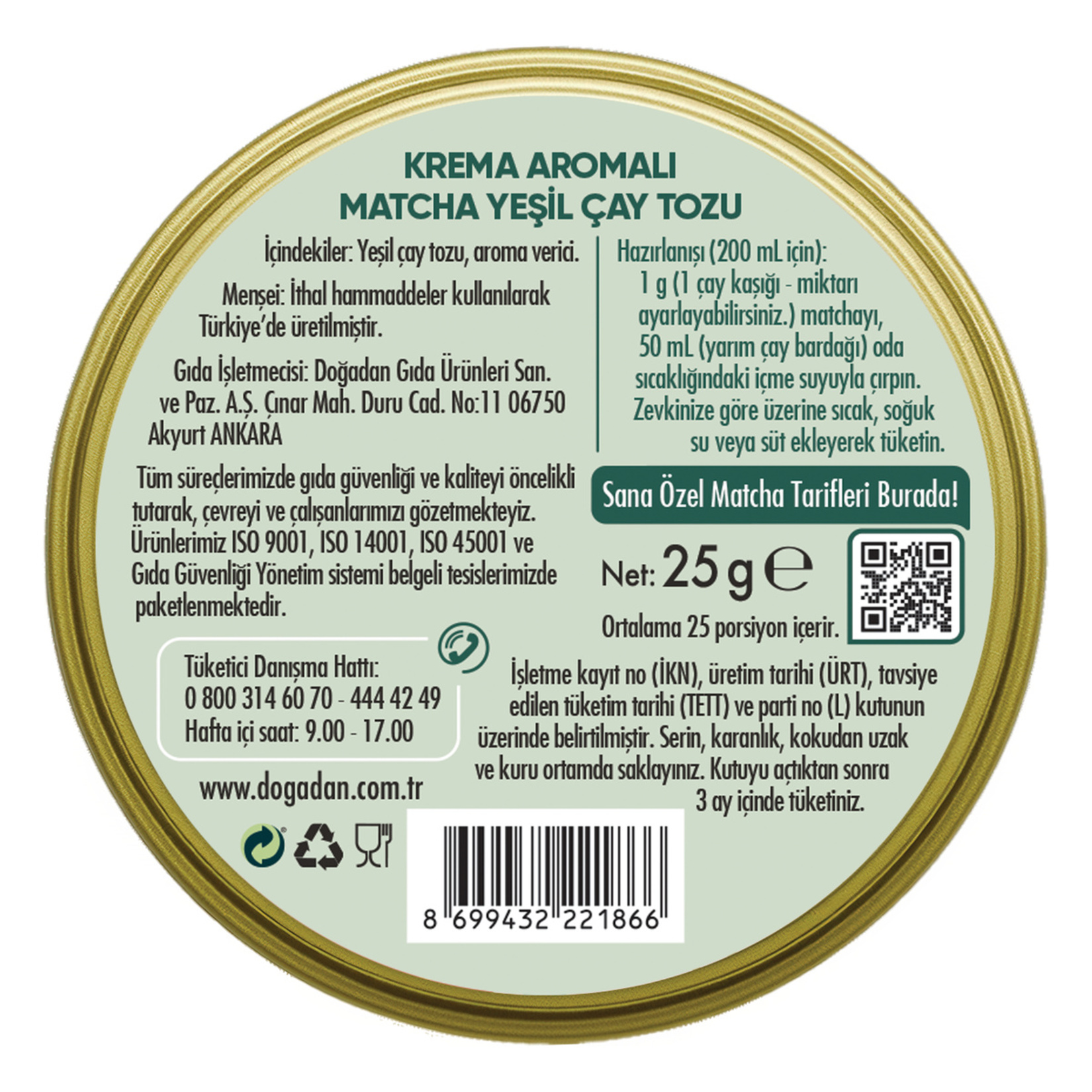 Doğadan Yumuşak İçimli Matcha Yeşil Çay Tozu 25 G - Görsel 2