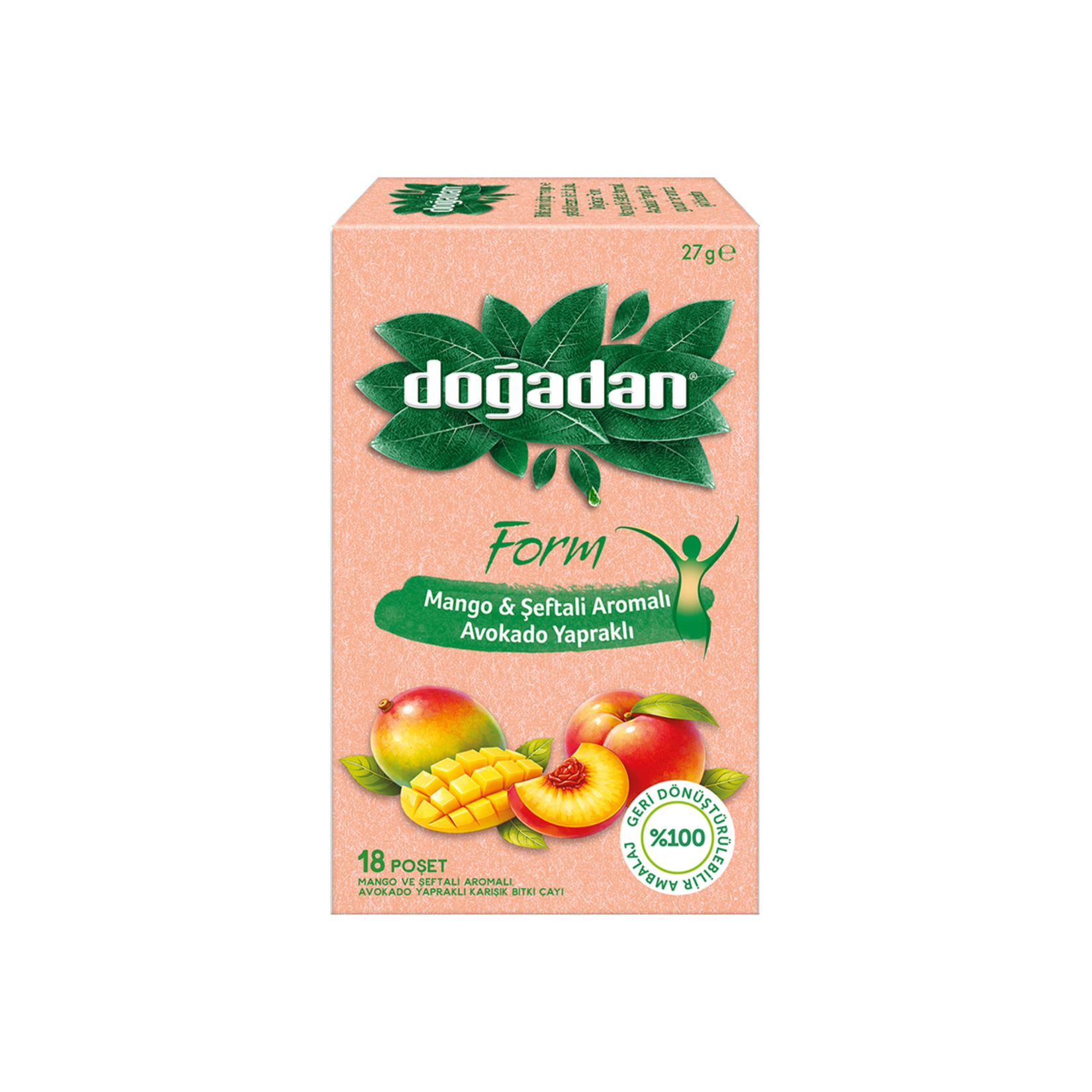 Doğadan Form Mango Şeftali Aromalı Avokado Yaprağı 18'li 27 G