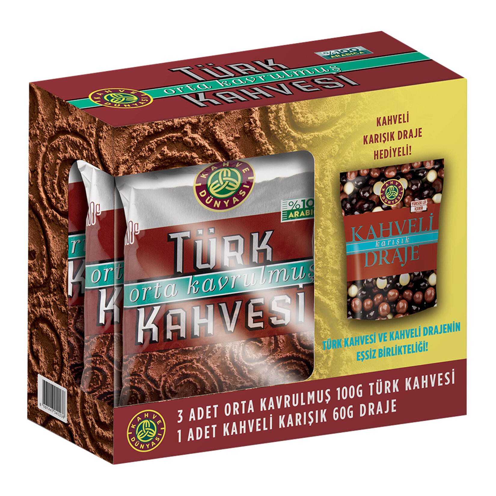 Kahve Dünyası Türk Kahvesi 3x100 G + Kahve Draje 60 G