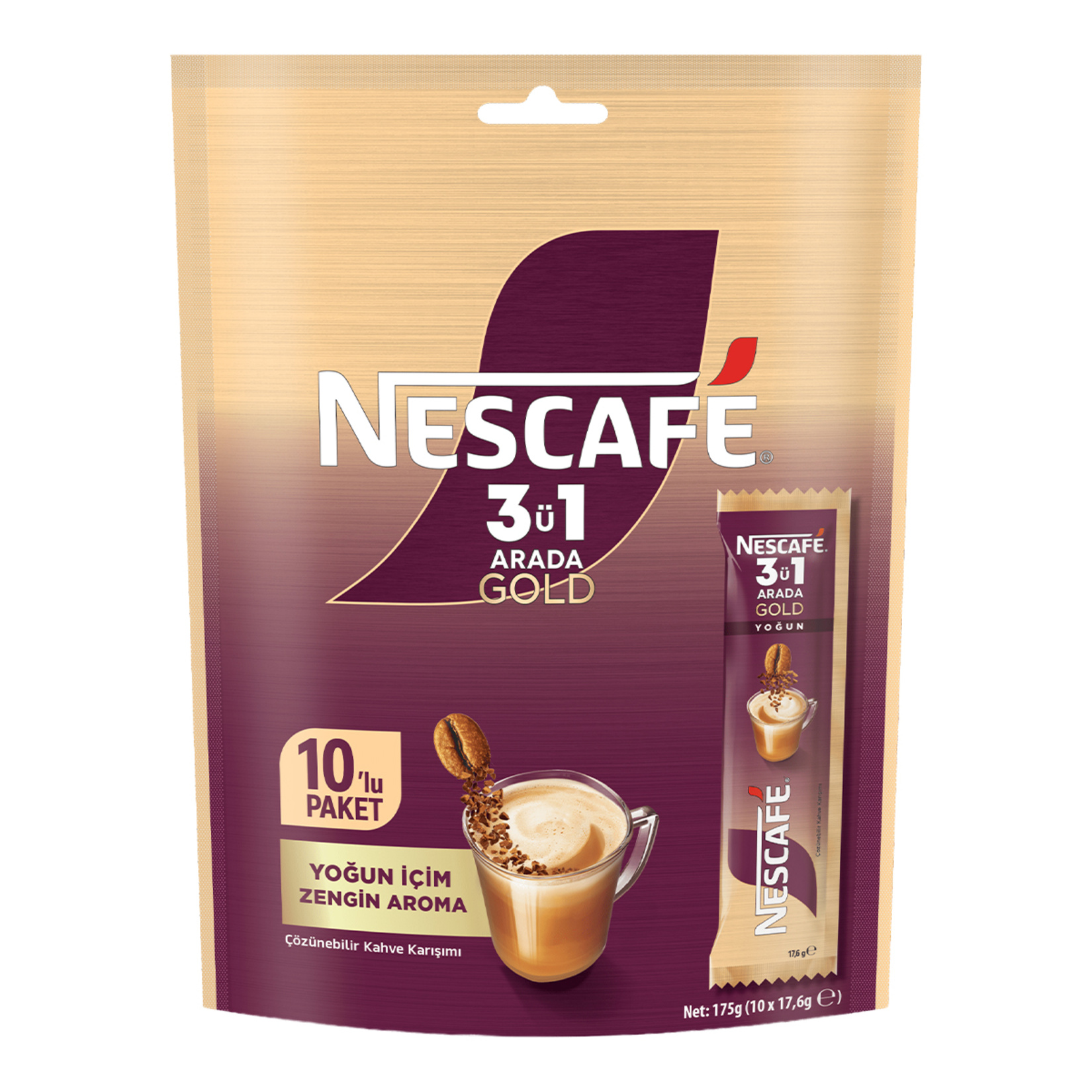 Nescafe 3ü1 Arada Gold Yoğun Çoklu Paket 10 x 17.6 G - Görsel 1