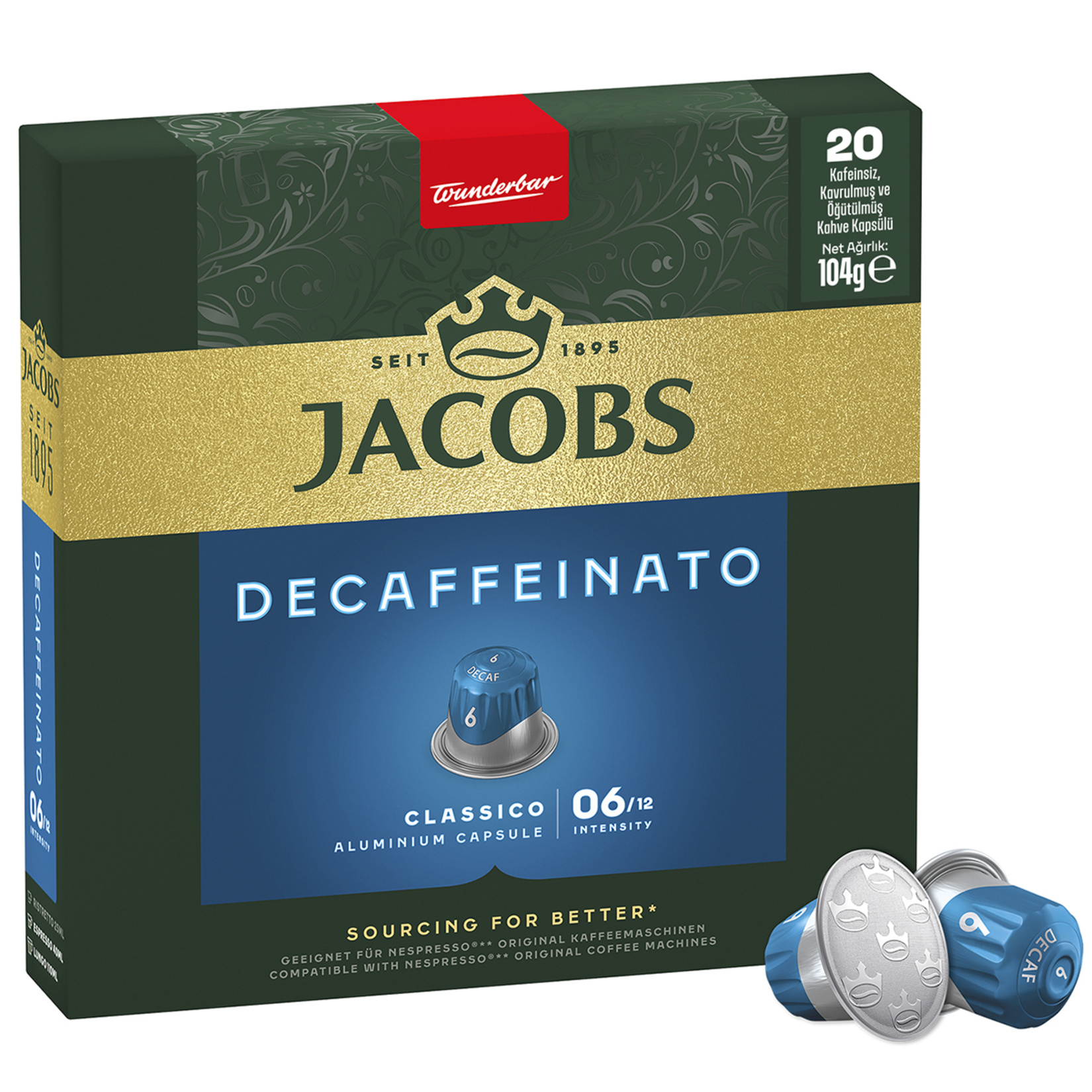 Jacobs Lungo6 Decaff Kafeinsiz Kapsül Kahve 20'li 104 G