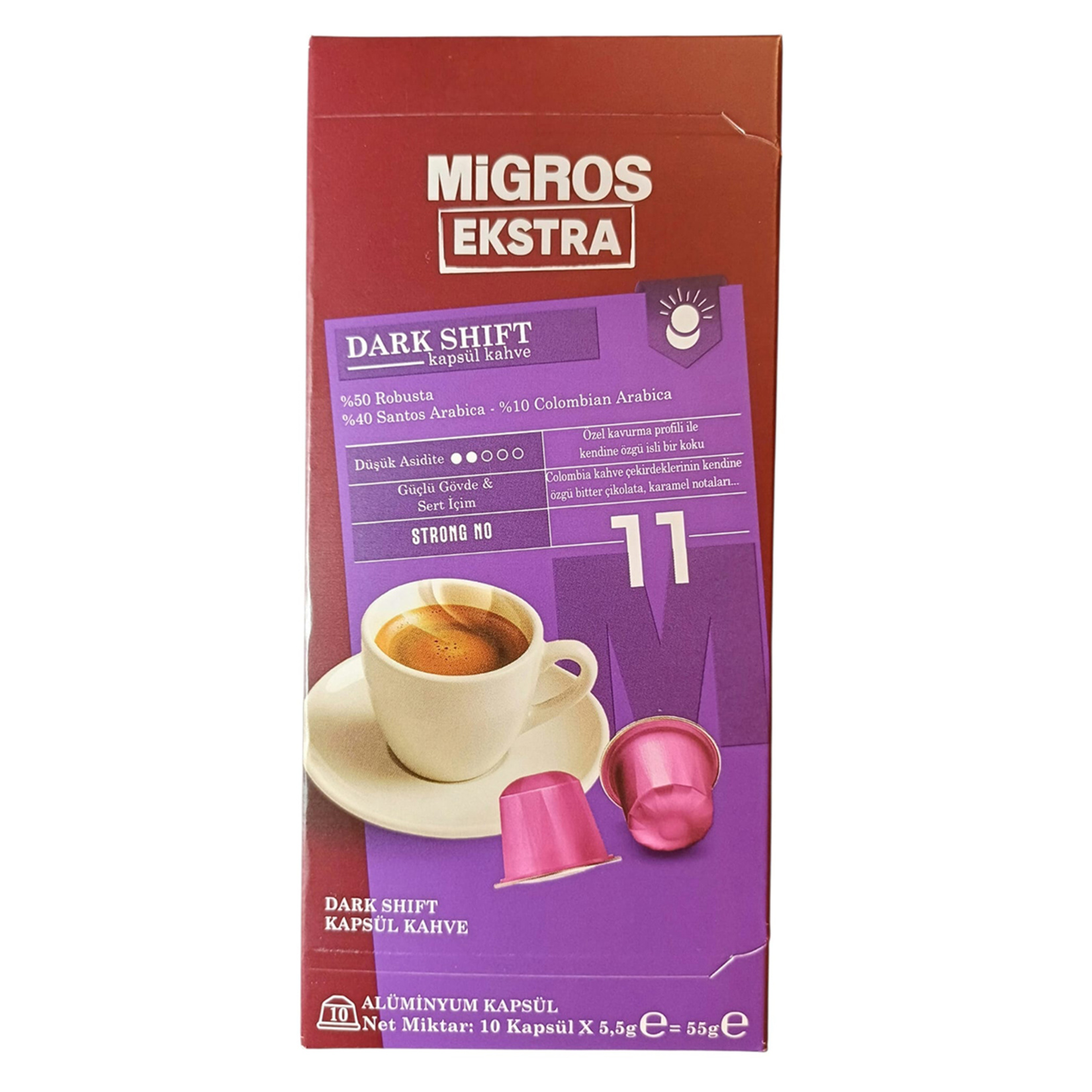 Migros Ekstra Dark Shift Kapsül Kahve 10'lu 55 G
