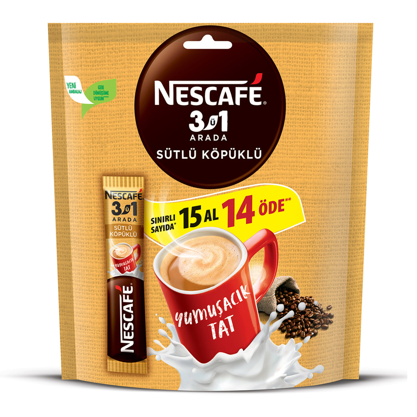 Nescafé 3ü1 Arada Sütlü Köpüklü Çözünebilir Kahve 17,4g 15 Al 14 Öde - Görsel 1
