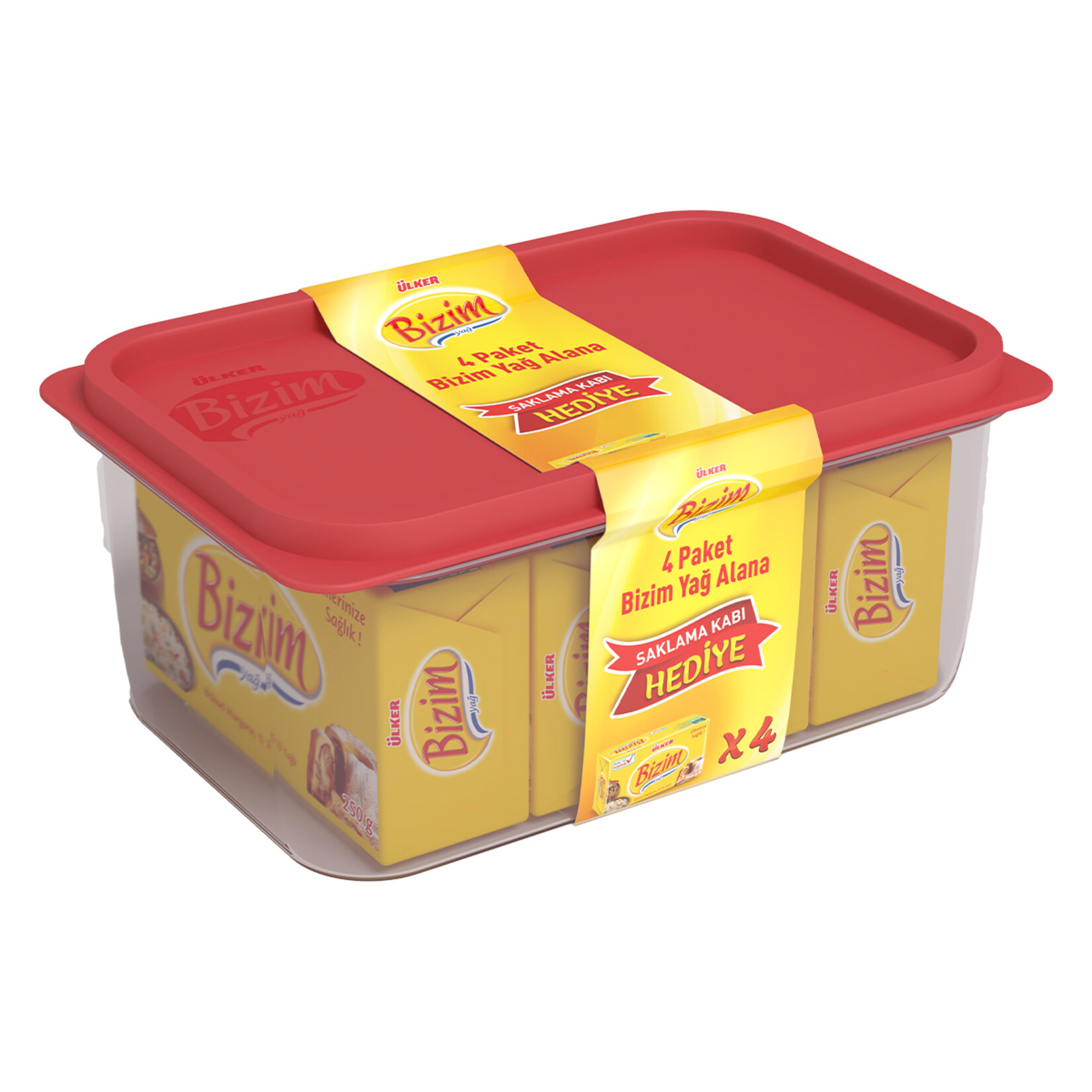 Bizim Yağ Paket Margarin Saklama Kabı 4 x 250 G - Görsel 1