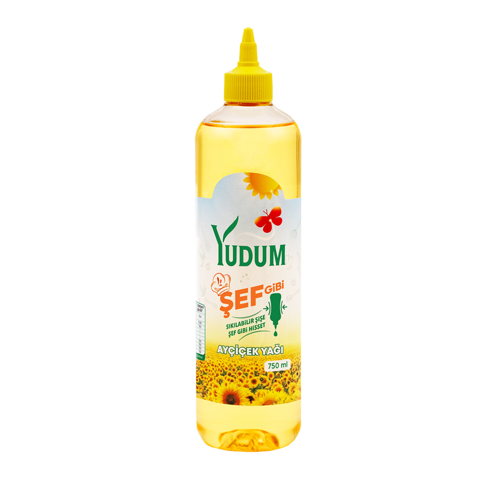 Yudum Şef Gibi Ayçiçek Yağı Fişek Ambalaj Pet 750 Ml