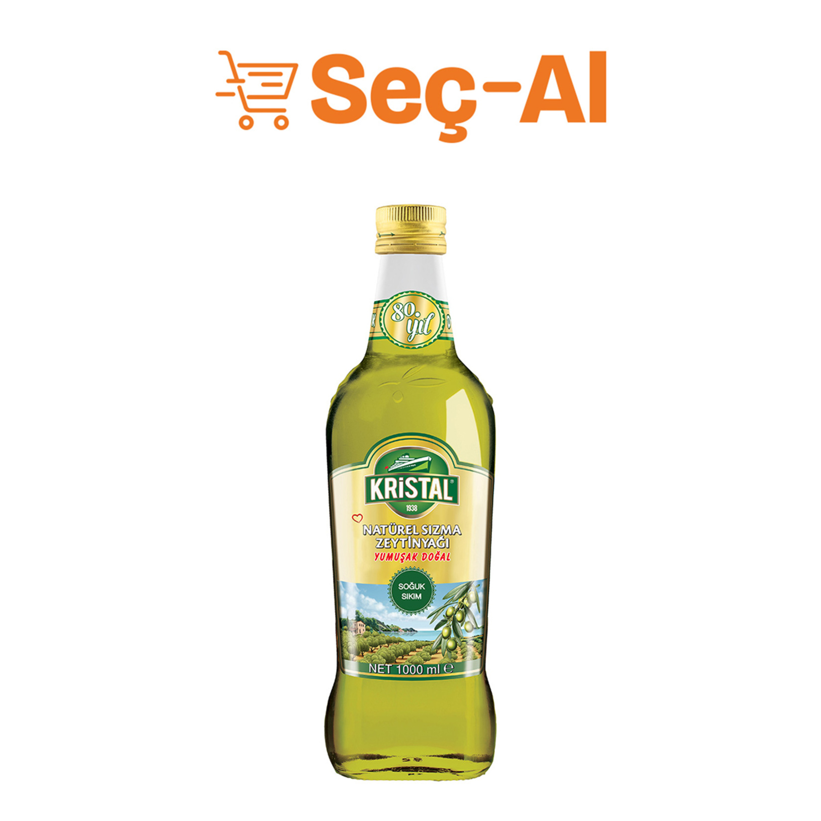 Kristal Natürel Sızma Zeytinyağı Yumuşak Doğal Lezzet 1 L Cam