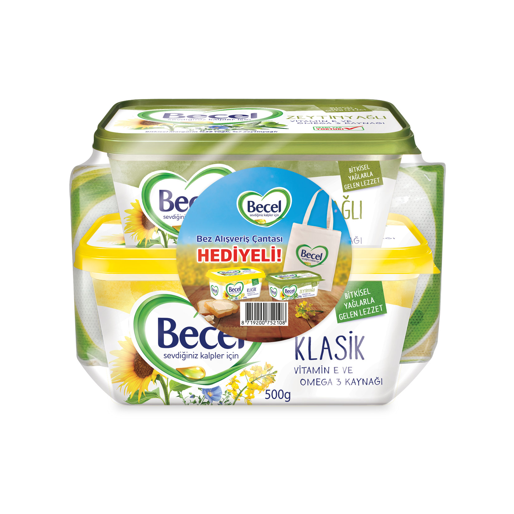 Becel Klasik 500 G & Zeytin Yağlı 250 G Bez Çanta Hediyeli