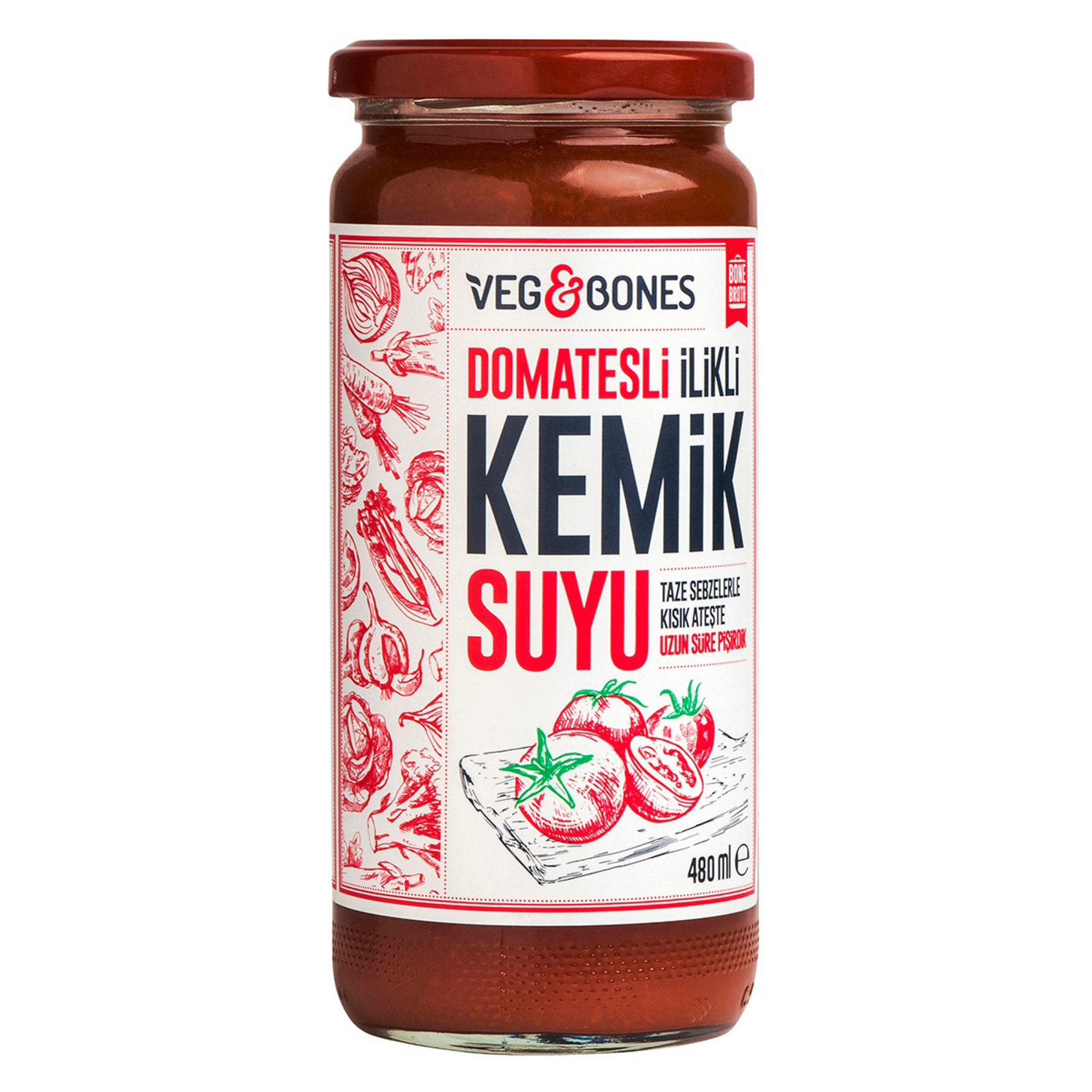 Veg&Bones Domatesli İlikli Kemik Suyu 480 Ml