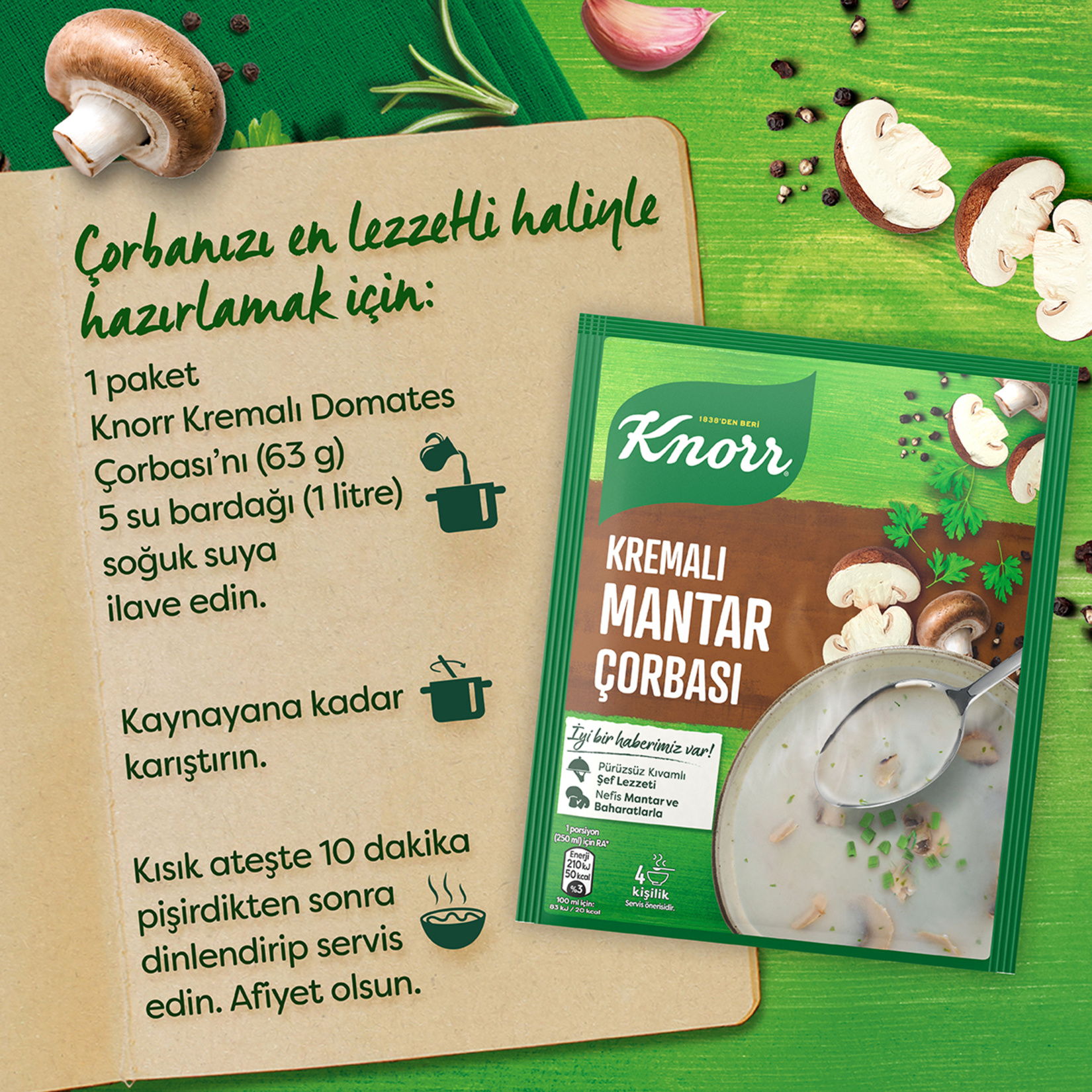 Knorr Hazır Çorba Kremalı Mantar 4 Kişilik 63 G - Görsel 4