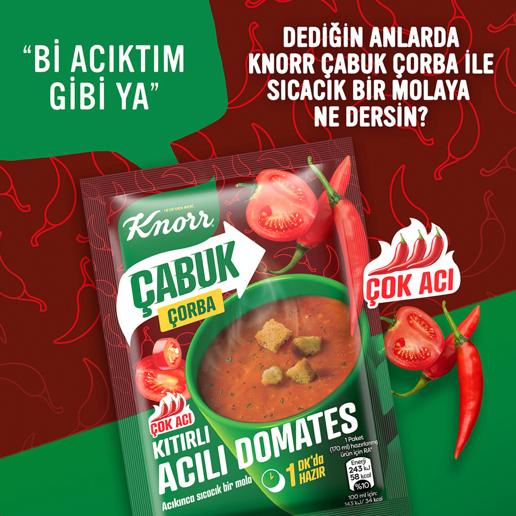 Knorr Çabuk Çorba Kıtırlı Acılı Domates 22 G - Görsel 4