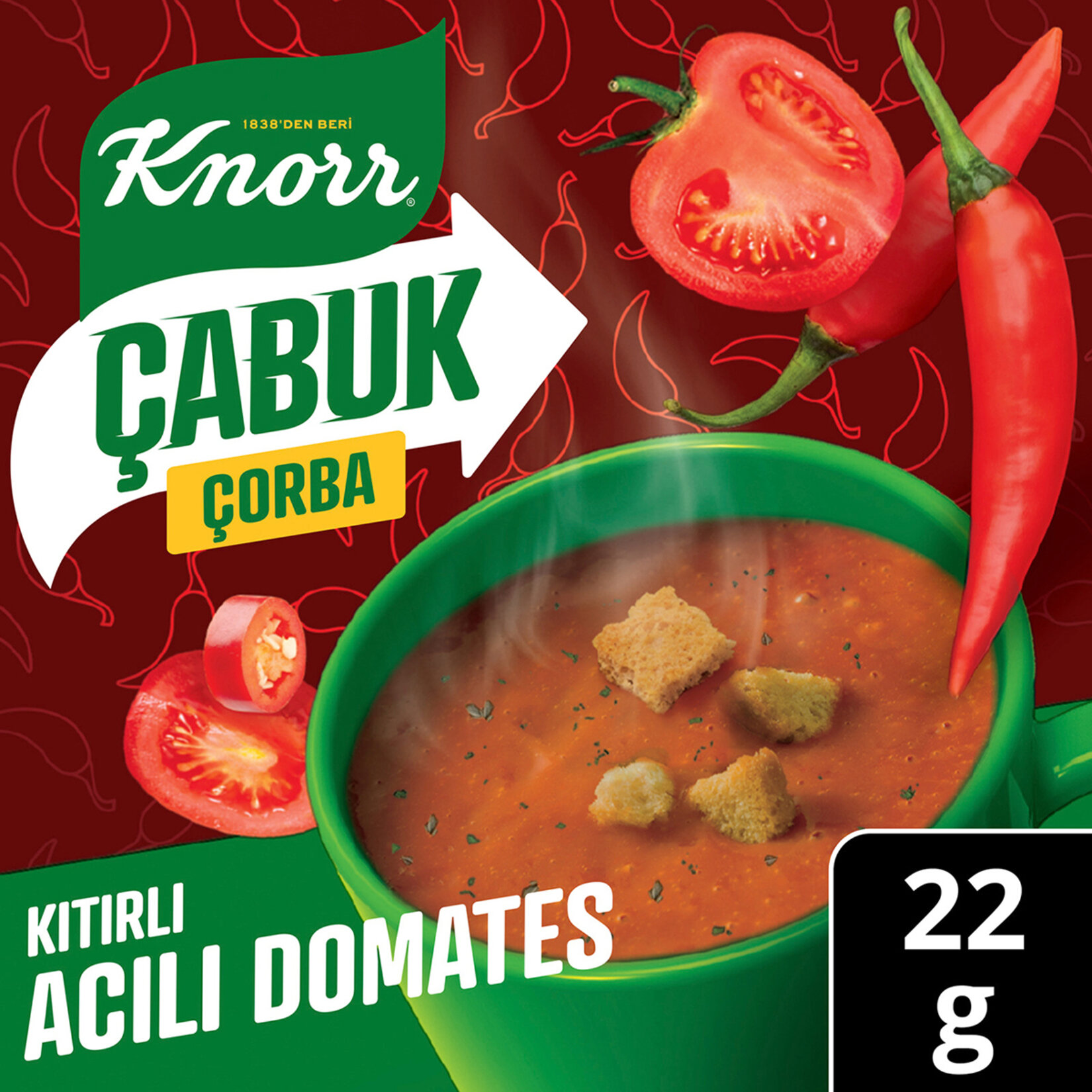 Knorr Çabuk Çorba Kıtırlı Acılı Domates 22 G - Görsel 2