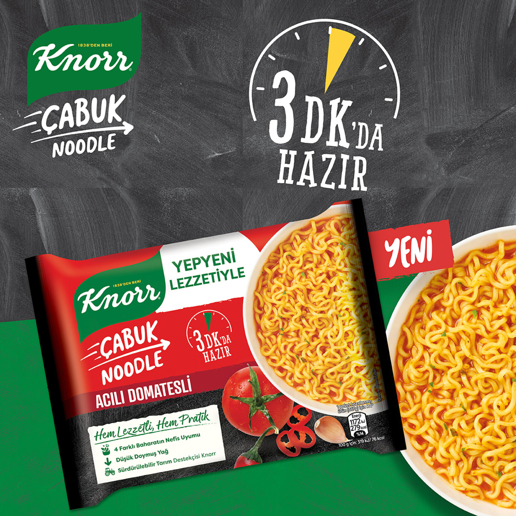 Knorr Acılı Domatesli Çabuk Noodle 67 G - Görsel 4