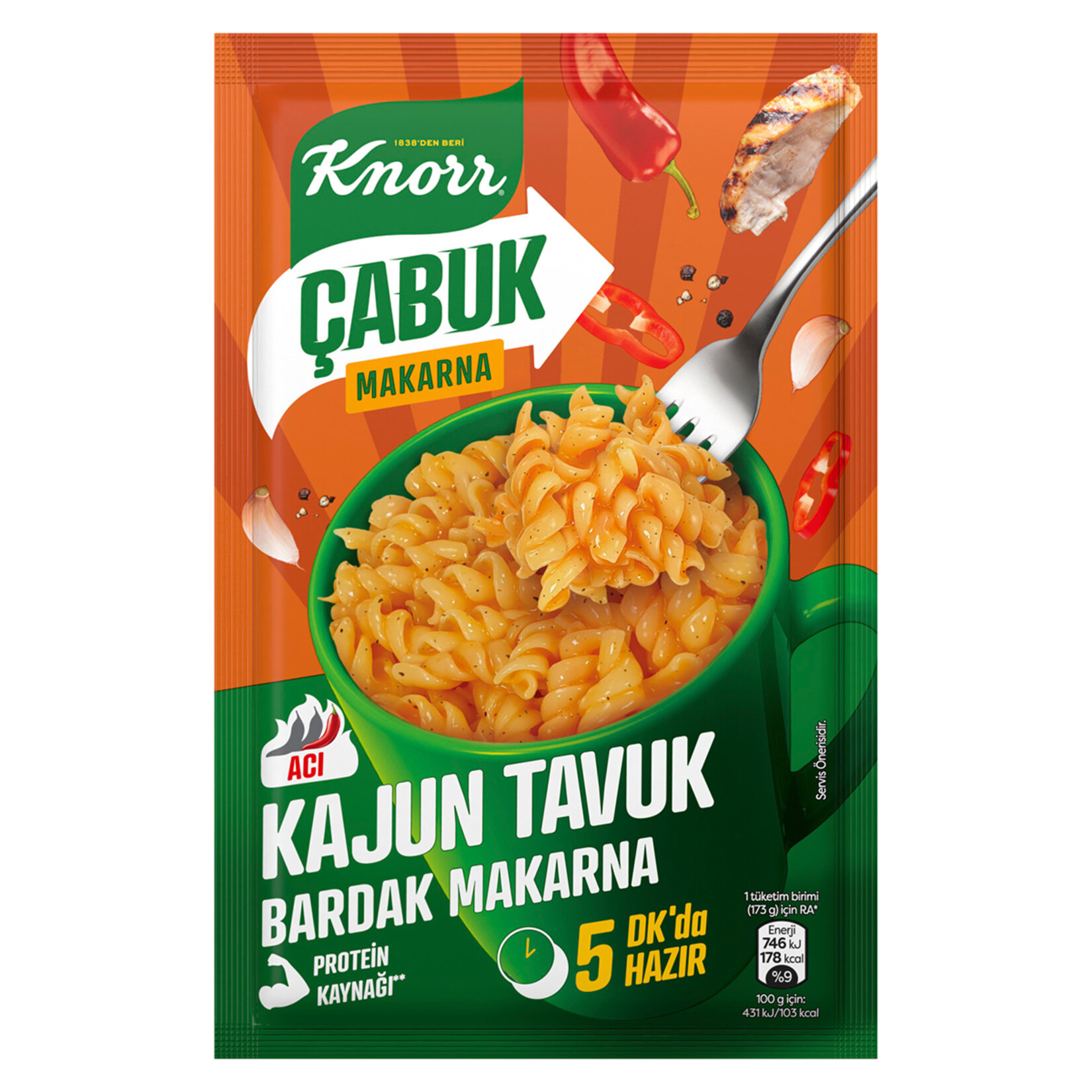 Knorr Çabuk Kajun Tavuk Bardak Makarna 48 G - Görsel 1