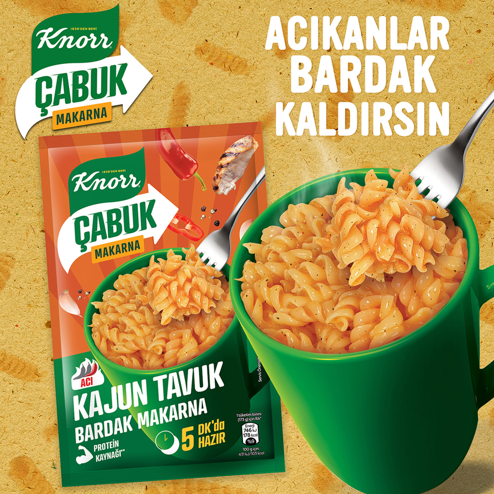 Knorr Çabuk Kajun Tavuk Bardak Makarna 48 G - Görsel 3