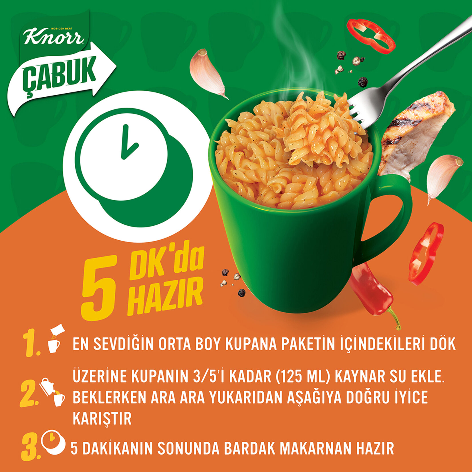 Knorr Çabuk Kajun Tavuk Bardak Makarna 48 G - Görsel 5