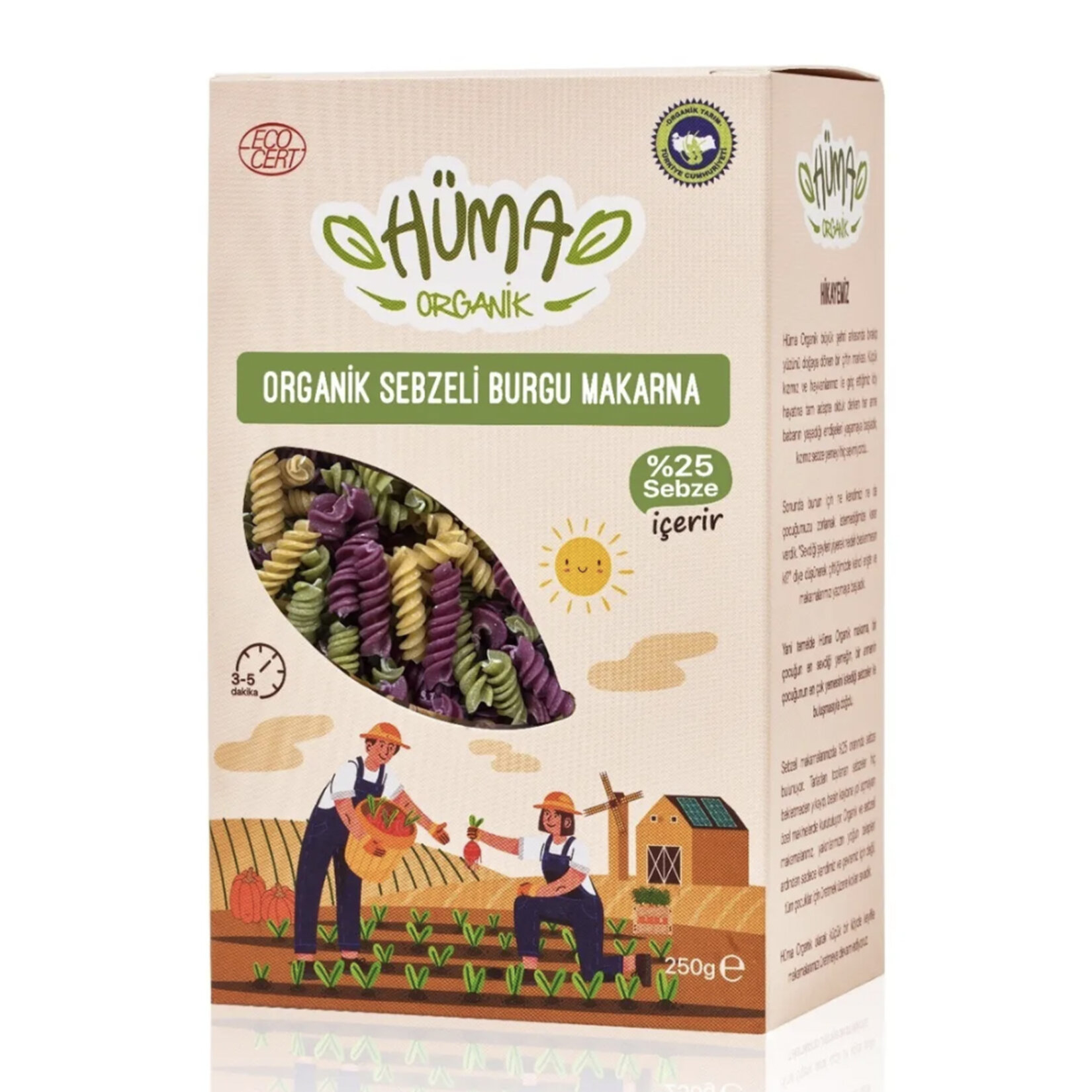Hüma Organik Sebzeli Burgu Makarna 250 G