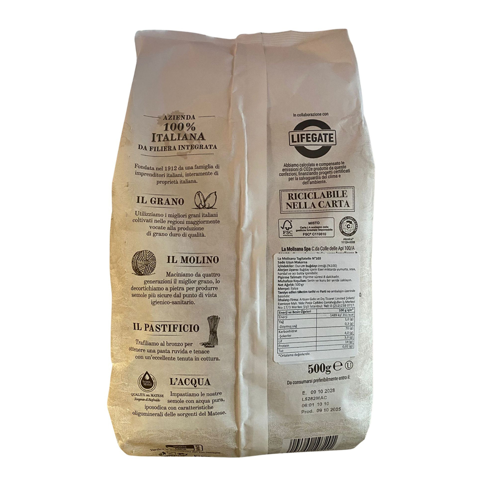 La Molisana Tagliatelle N103 Sade Uzun Makarna 500 G - Görsel 2