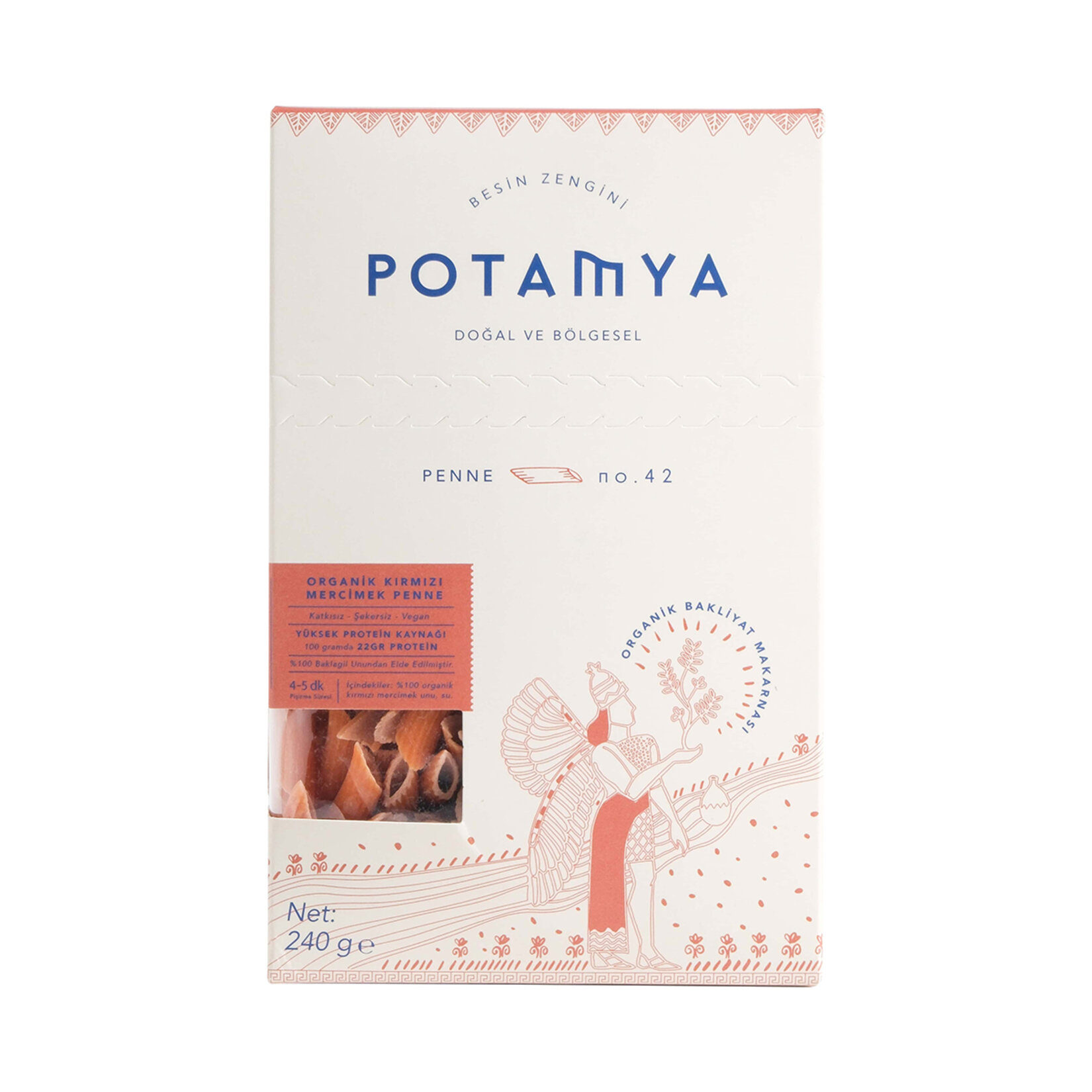 Potamya Organik Kırmızı Mercimek Penne 240 G