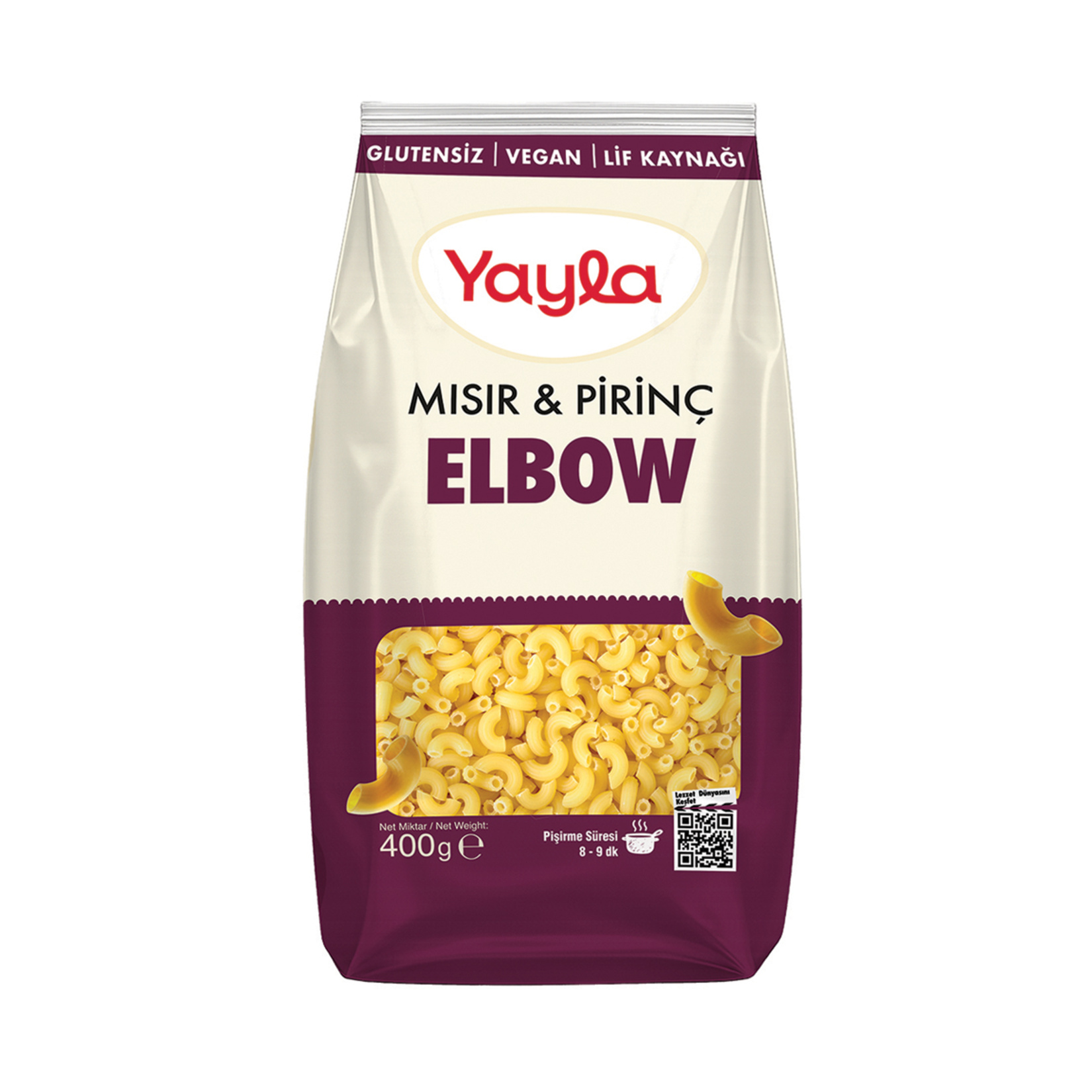 Yayla Glutensiz Mısır Pirinç Elbow 400 G