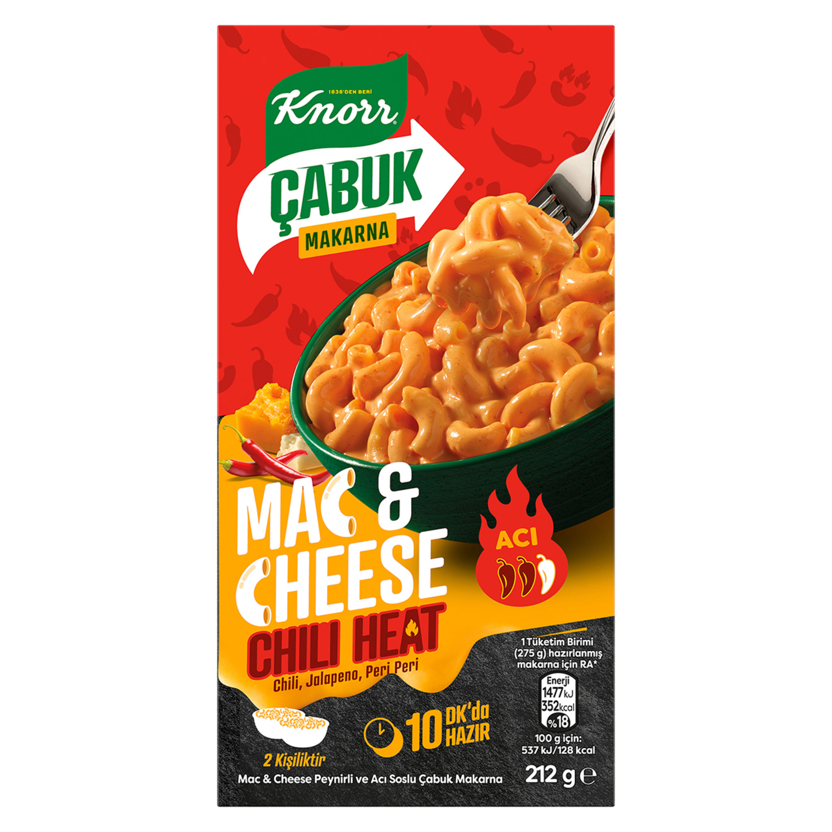 Knorr Çabuk Makarna Mac & Cheese Chili Heat 212 G - Görsel 1