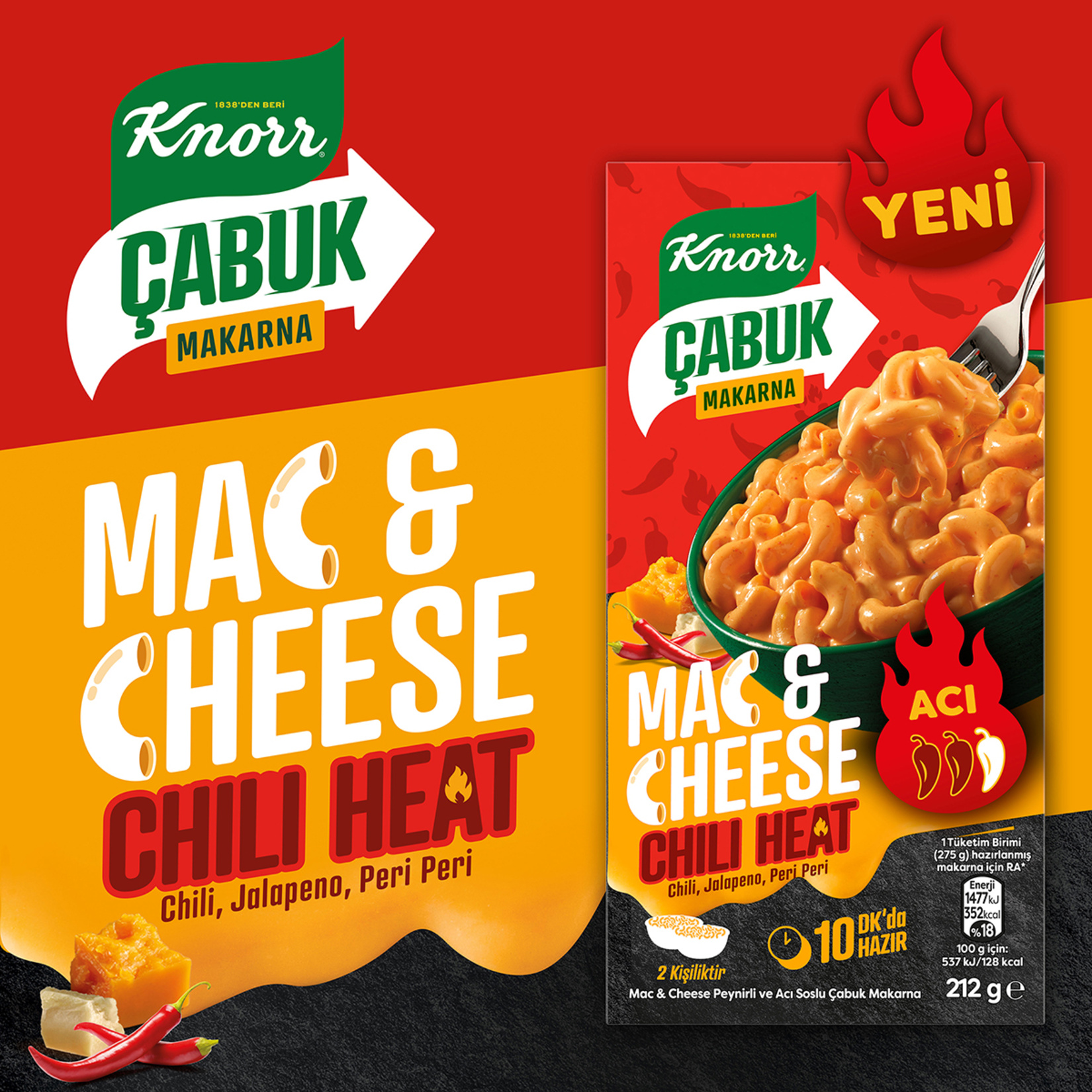 Knorr Çabuk Makarna Mac & Cheese Chili Heat 212 G - Görsel 3
