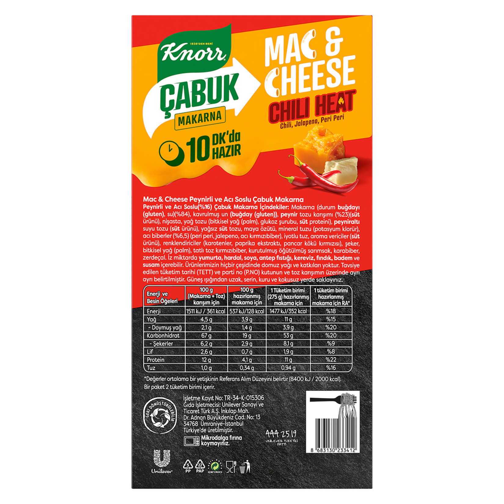 Knorr Çabuk Makarna Mac & Cheese Chili Heat 212 G - Görsel 5