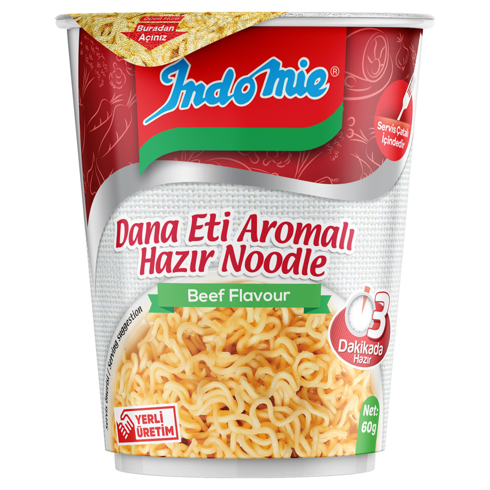 Indomie Dana Eti Çeşnili Noodle (Bardak) 60 G