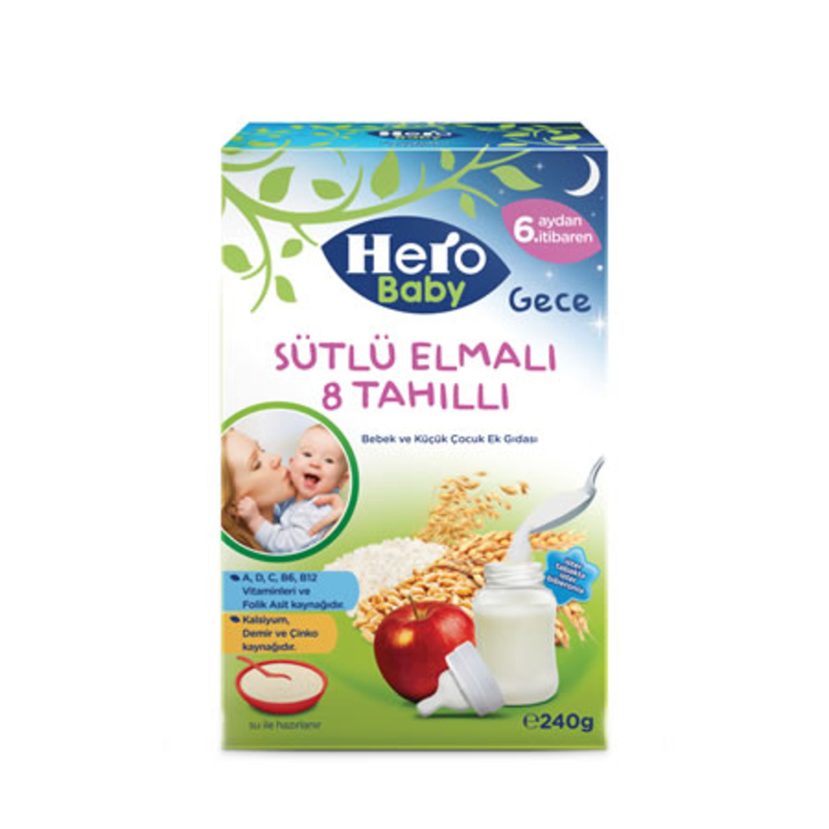 Hero Baby Sütlü Elmalı 8 Tahıllı 250G