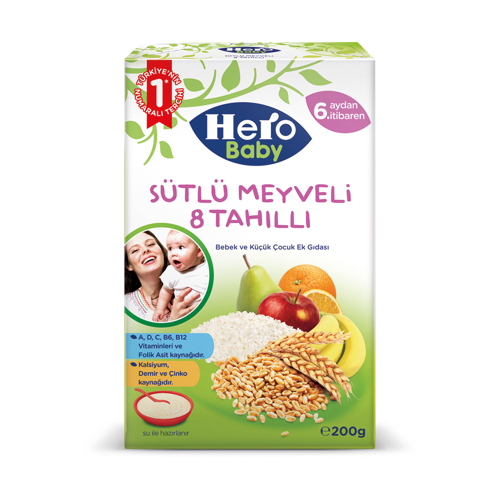 Hero Baby Sütlü 8 Tahıllı Meyveli Ek Besin 200 G