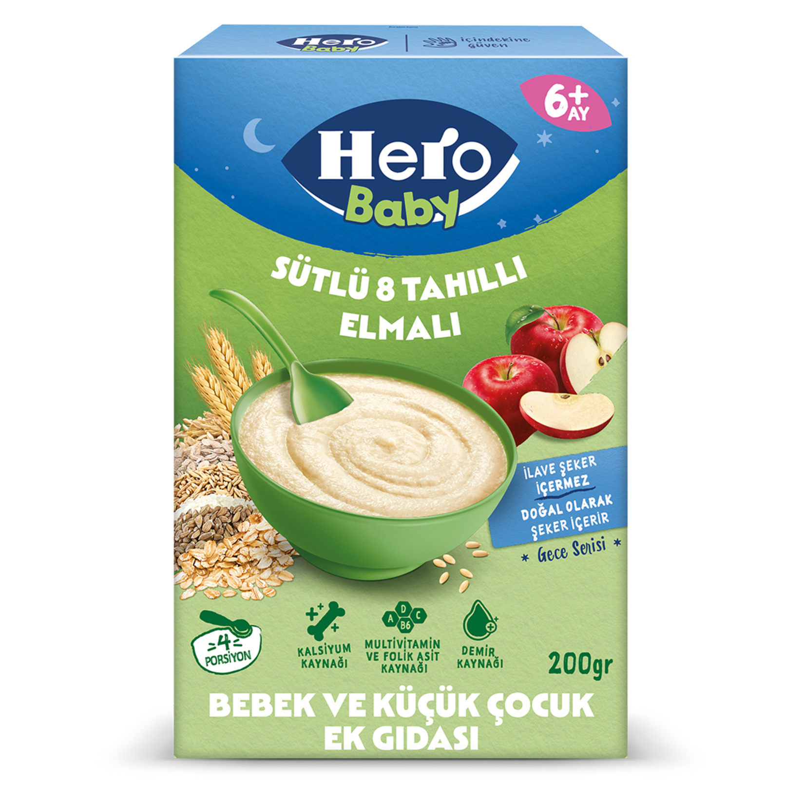 Hero Baby Sütlü 8 Tahıllı Elmalı Ek Besin 200 G - Görsel 1