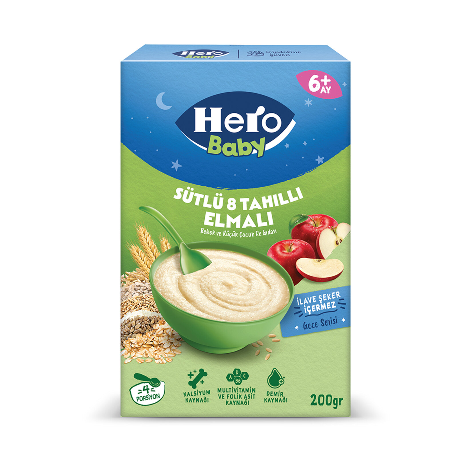 Hero Baby Sütlü 8 Tahıllı Elmalı Ek Besin 200 G - Görsel 2