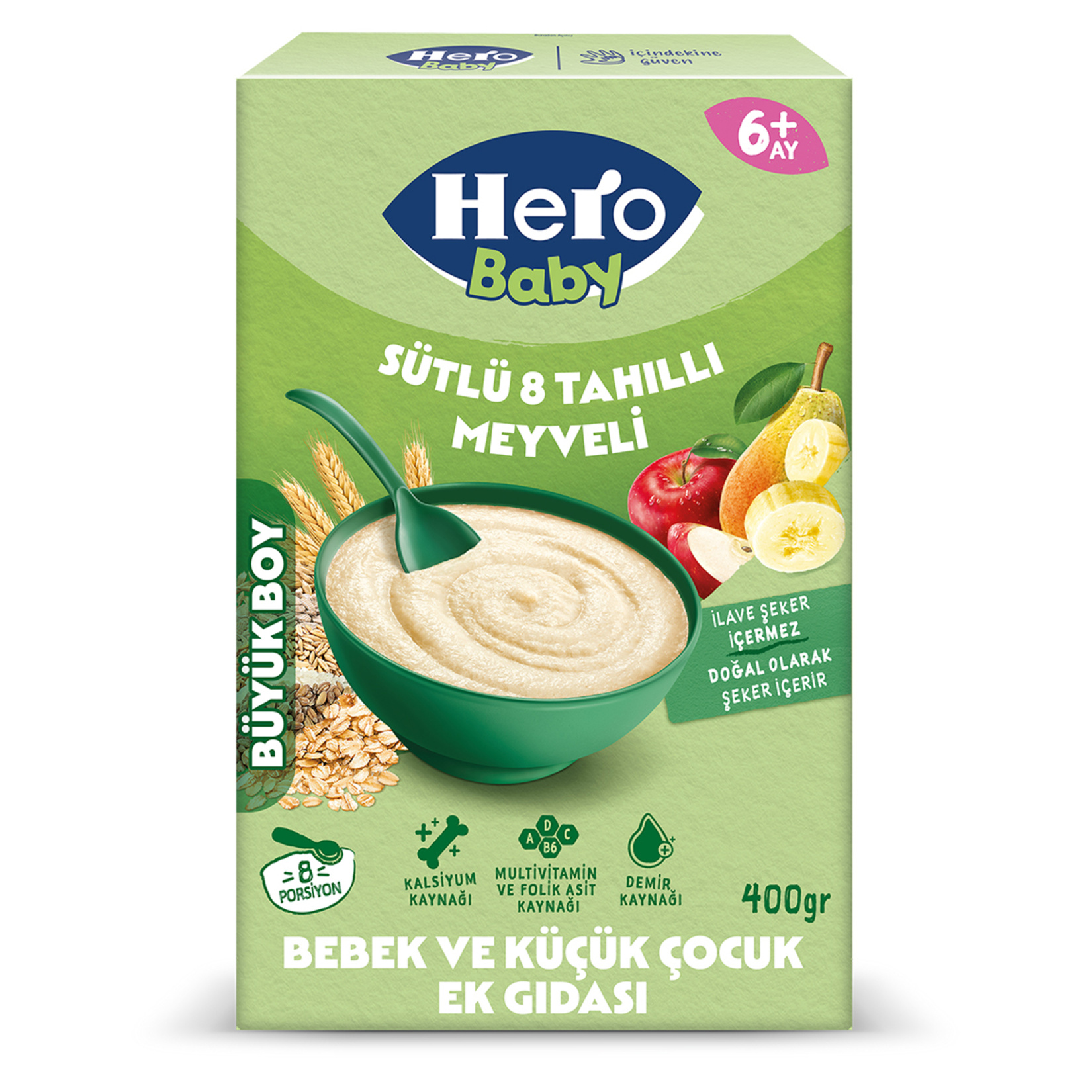 Hero Baby Sütlü 8 Tahıllı Meyveli Ek Besin 400 G - Görsel 1