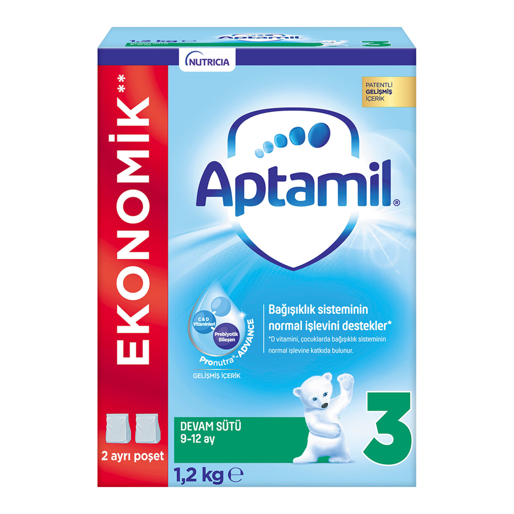 Aptamil 3 Devam Sütü 1200 G 9-12 Ay - Görsel 1