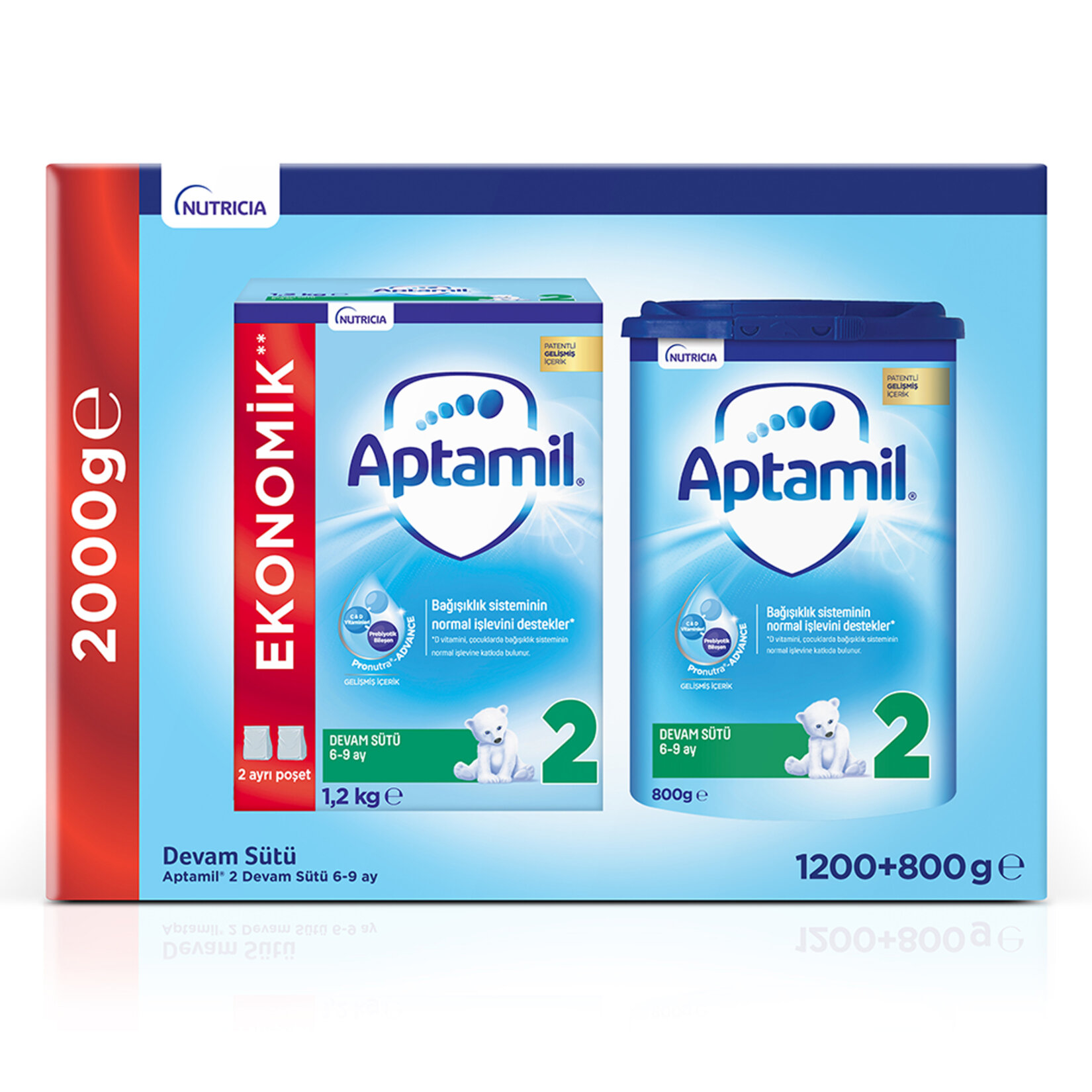 Aptamil Devam Sütü 2 1200 G + 800 G