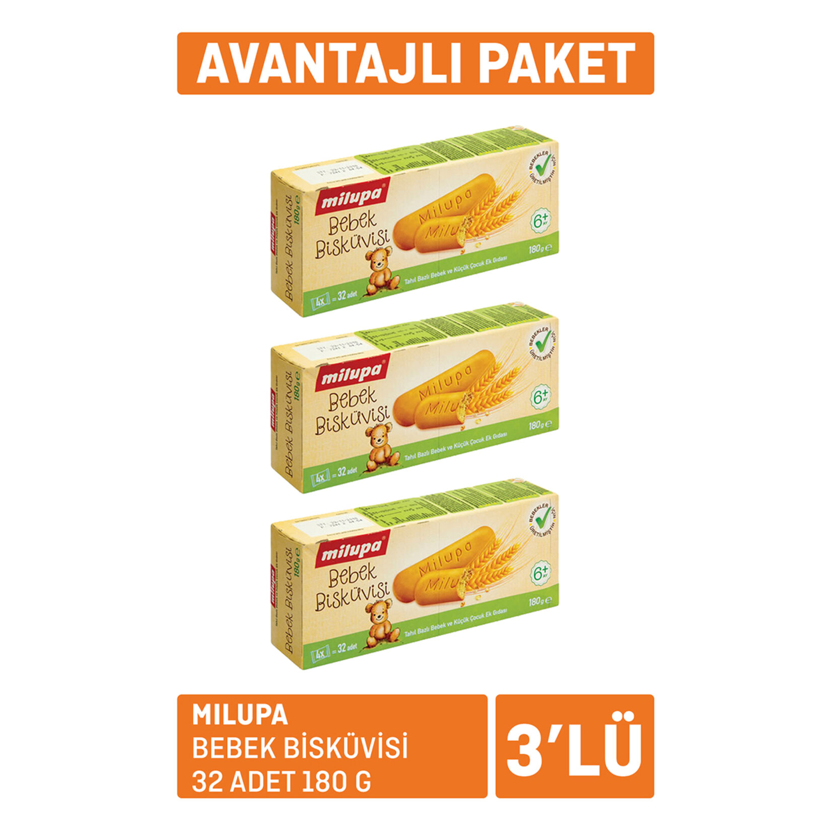 Milupa Bebek Bisküvisi 180 G x 3