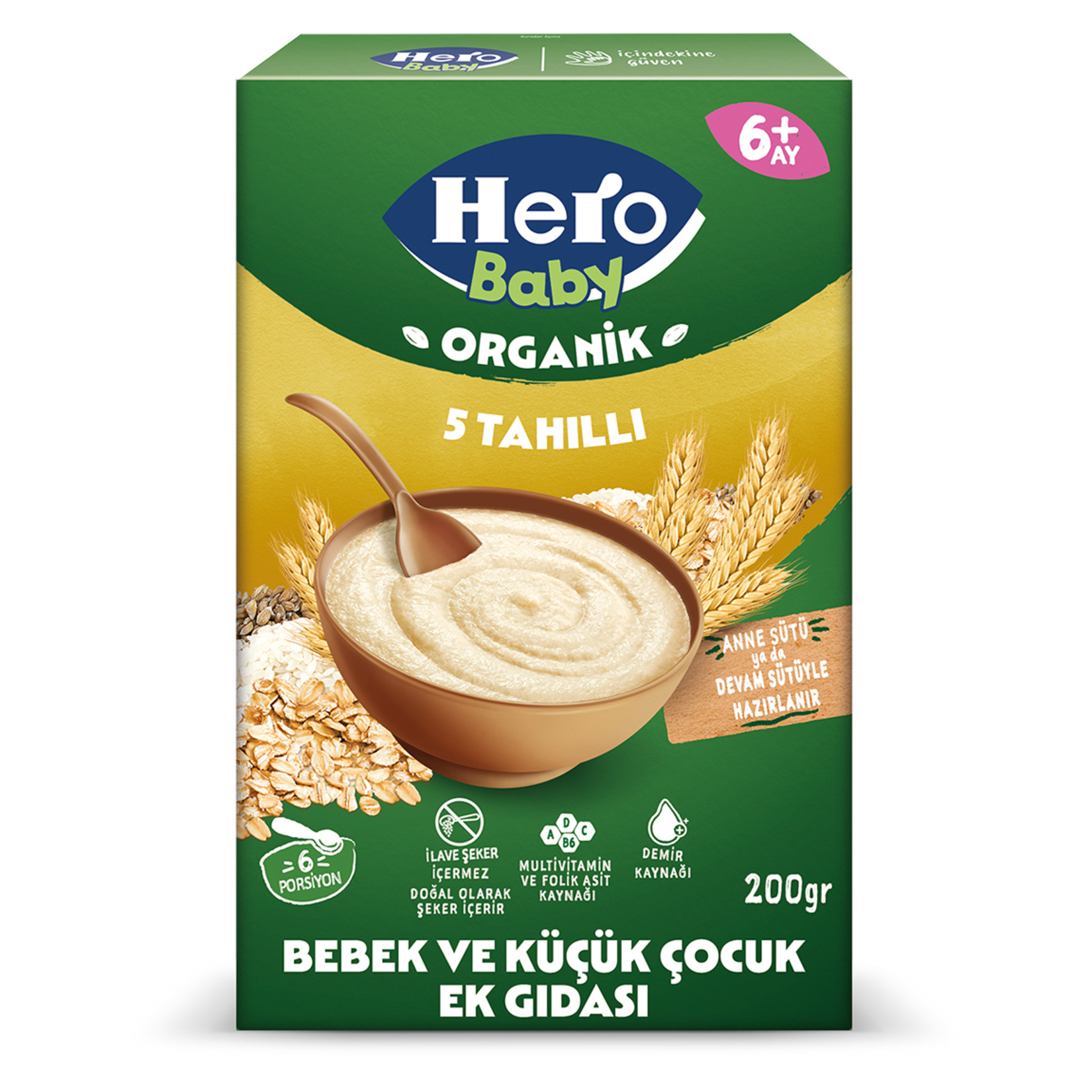 Hero Baby Organik 5 Tahıllı Kaşık Mama 200 G