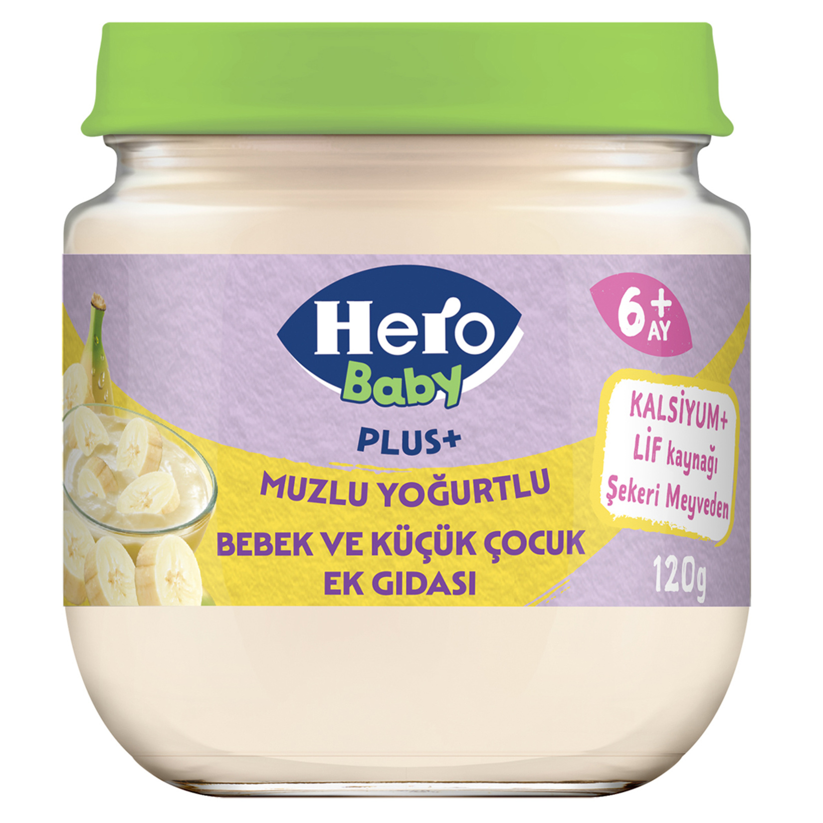 Hero Baby Plus+ Muzlu Yoğurtlu Kavanoz Mama 120G - Görsel 1
