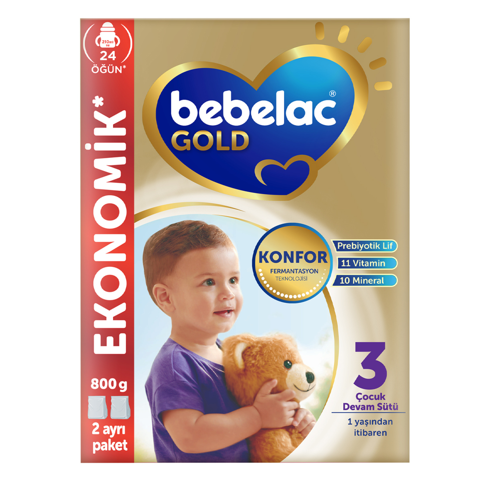Bebelac Gold Konfor 3 Devam Sütü 1 Yaş+ 800 G - Görsel 1