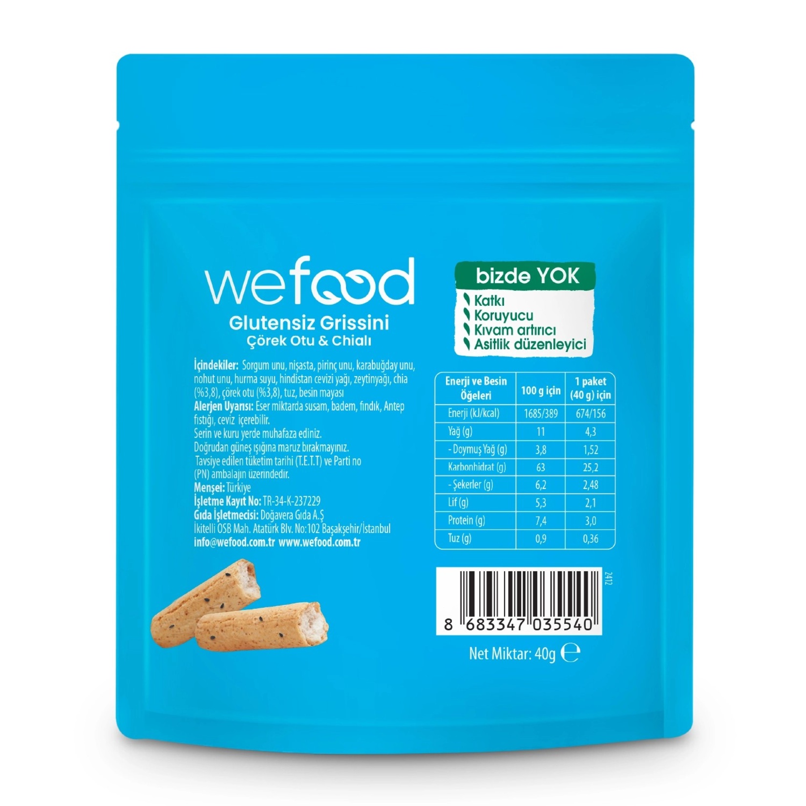 Wefood Glutensiz Grissini Çörek Otu & Chialı 40 G - Görsel 2