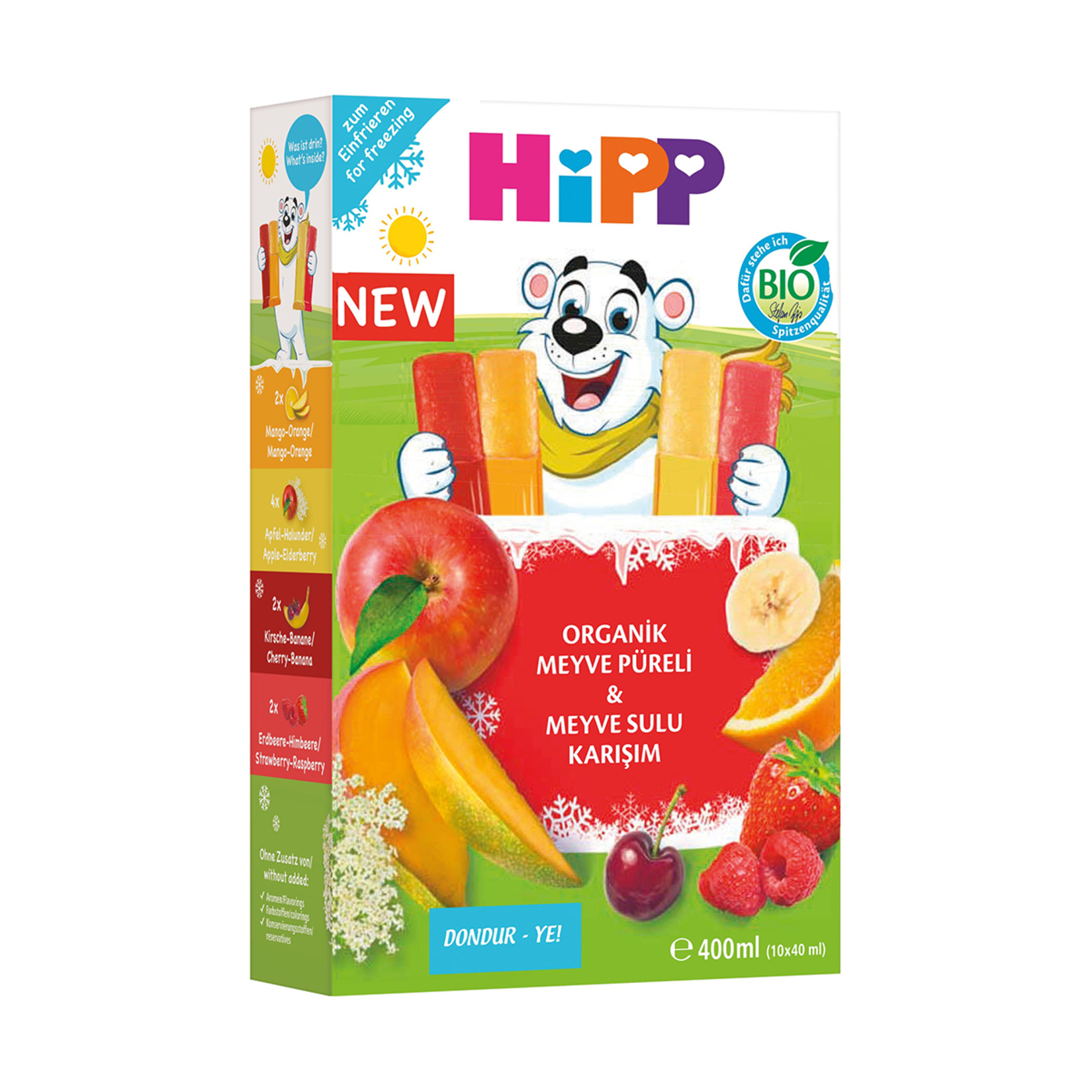 Hipp Organik Karışık Meyve Sulu Dondur Ye 10 x 40 Ml