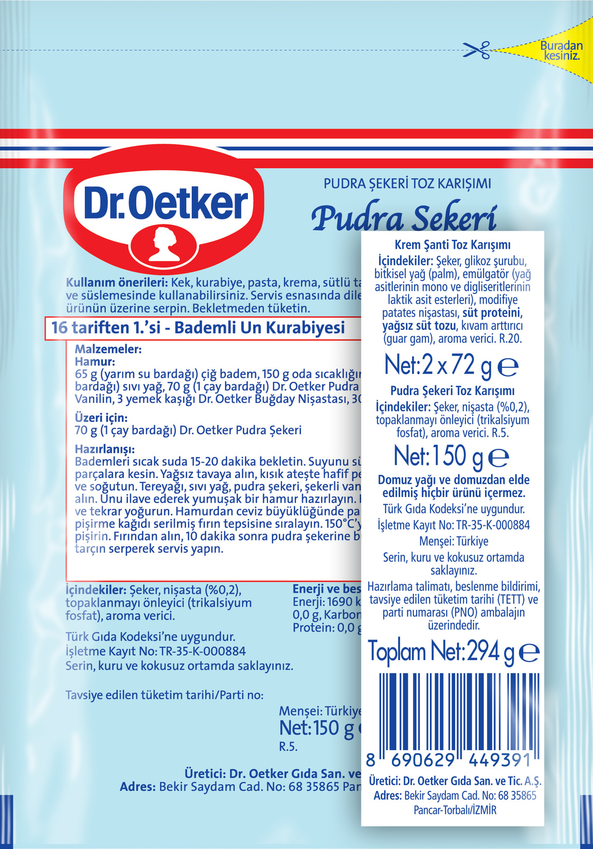 Dr.Oetker Krem Şanti 144 G + Pudra Şekeri 329 G - Görsel 2