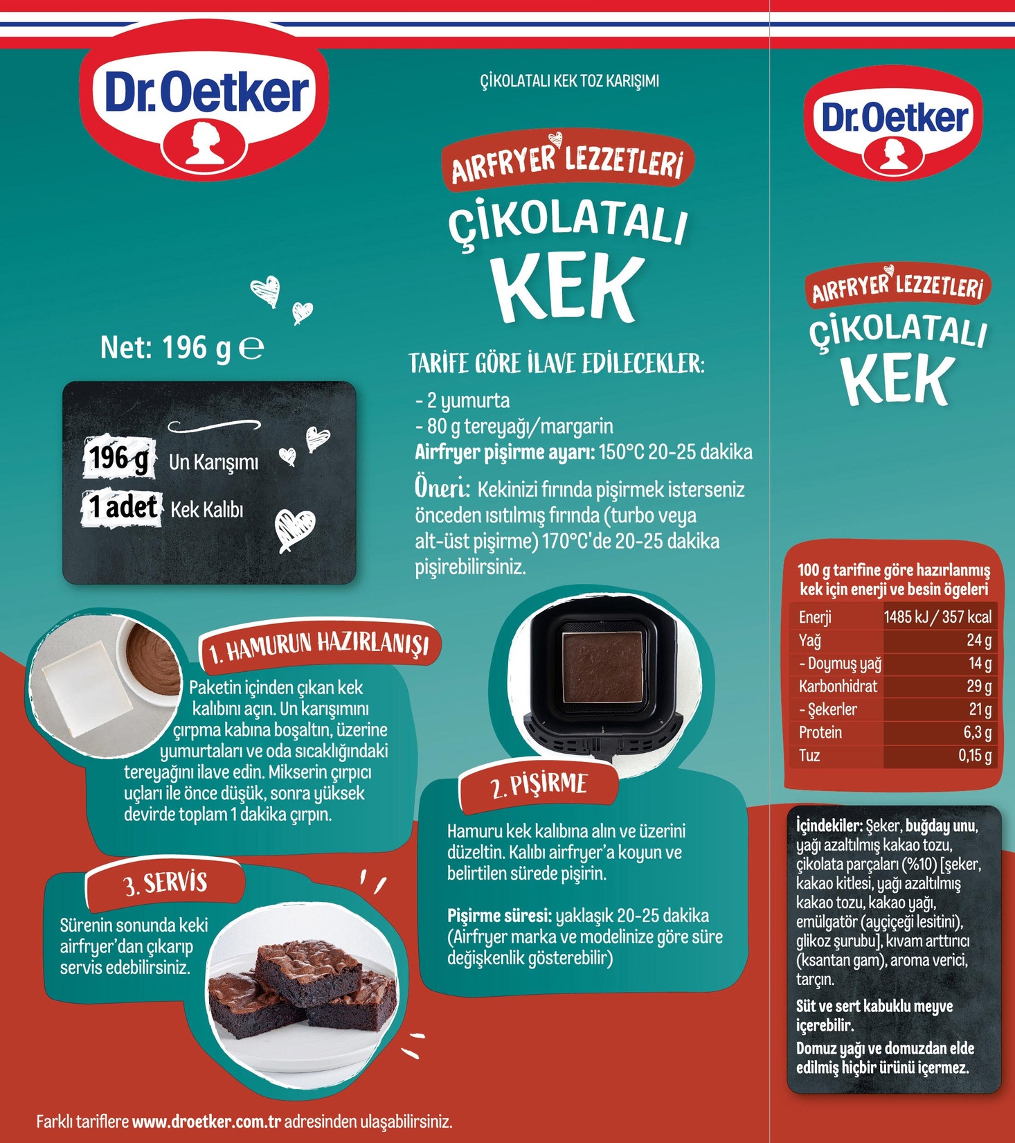 Dr.Oetker Airfryer Çikolatalı Kek 196 G - Görsel 2