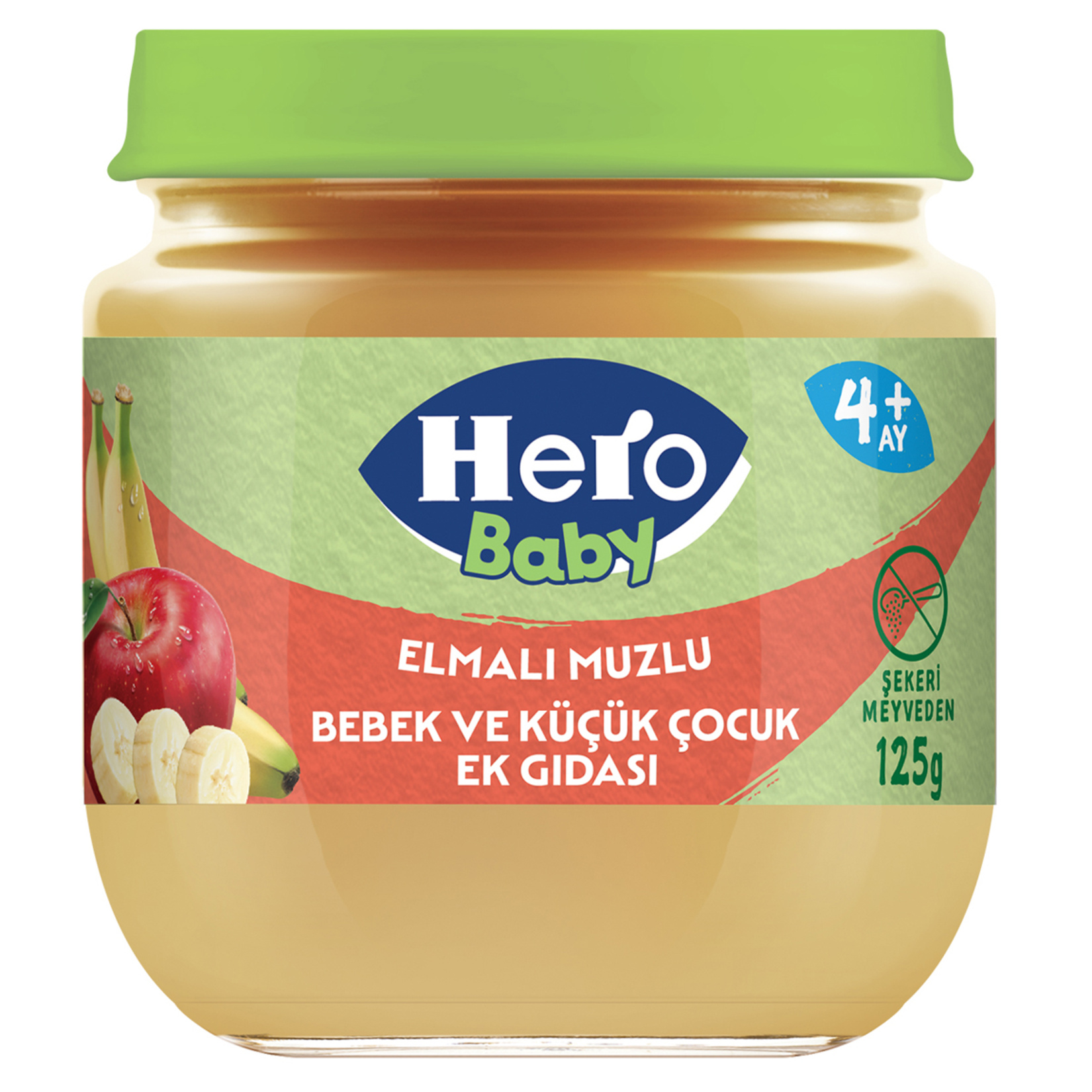 Hero Baby Elma Muz Püreli Kavanoz Mama 125 G - Görsel 1