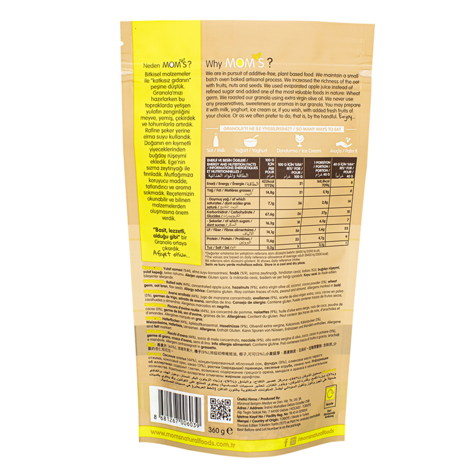 Moms Granola Kakao Fındık 360 G - Görsel 2