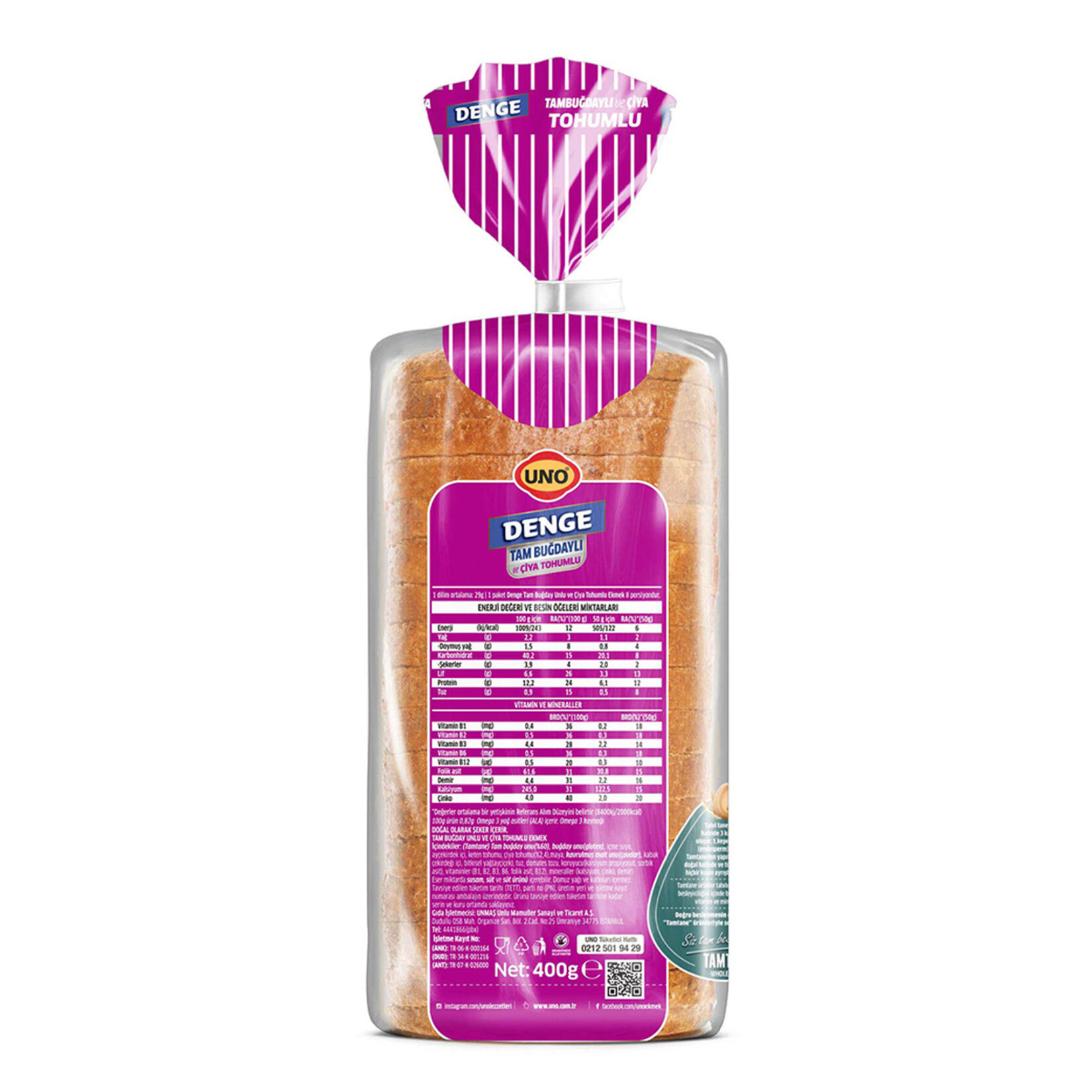 Uno Denge Tam Buğdaylı & Çiya Tohumlu 400 G - Görsel 2