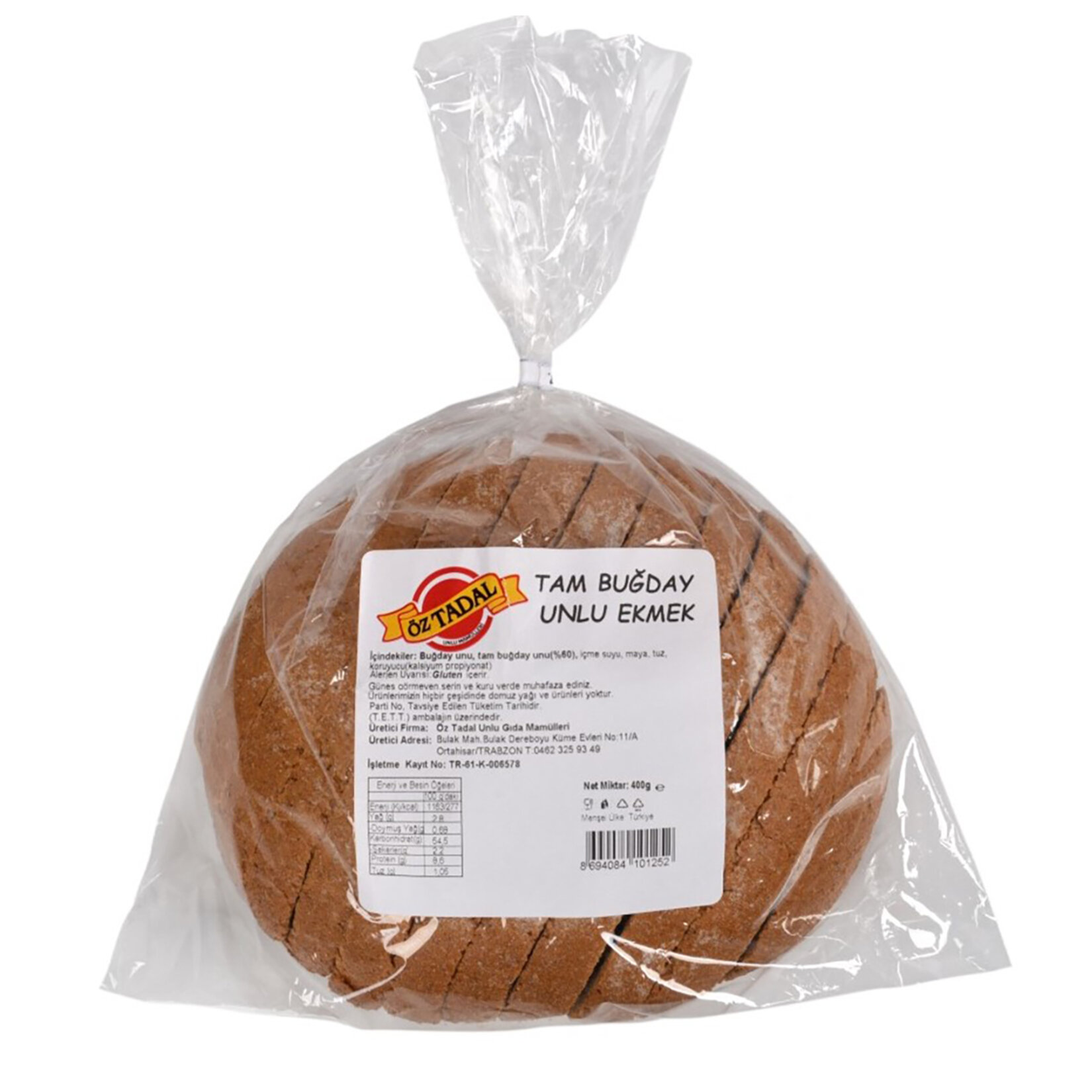 Öztadal Tam Buğday Unlu Ekmek 400 G