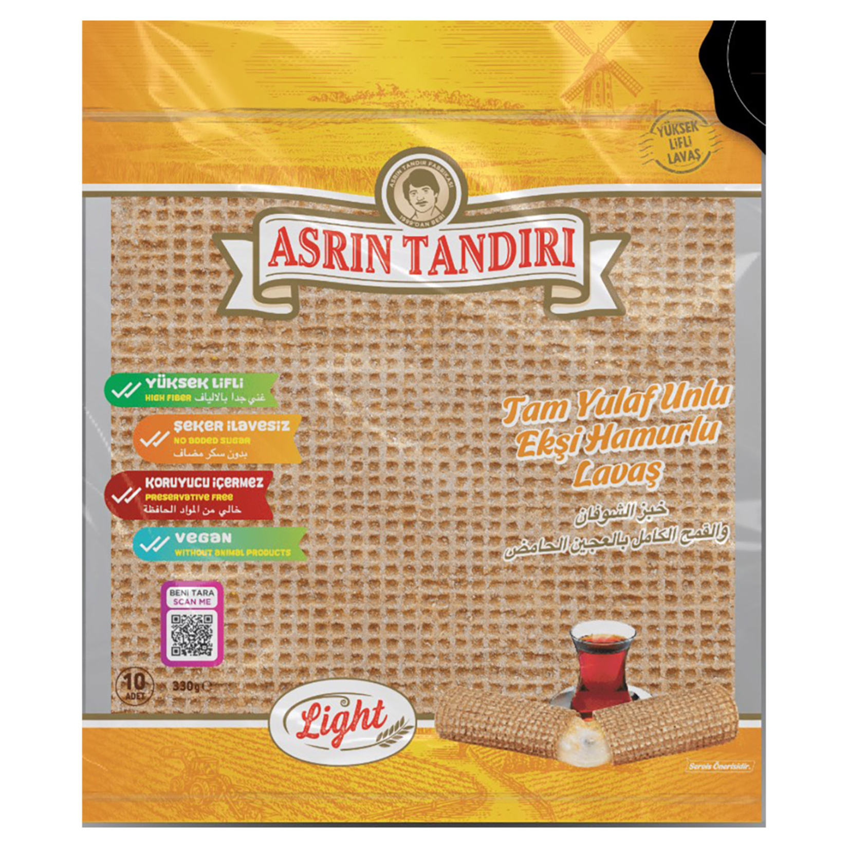 Asrın Tanıdırı Tam Yulaf Unlu Lavaş 10'lu 330 G
