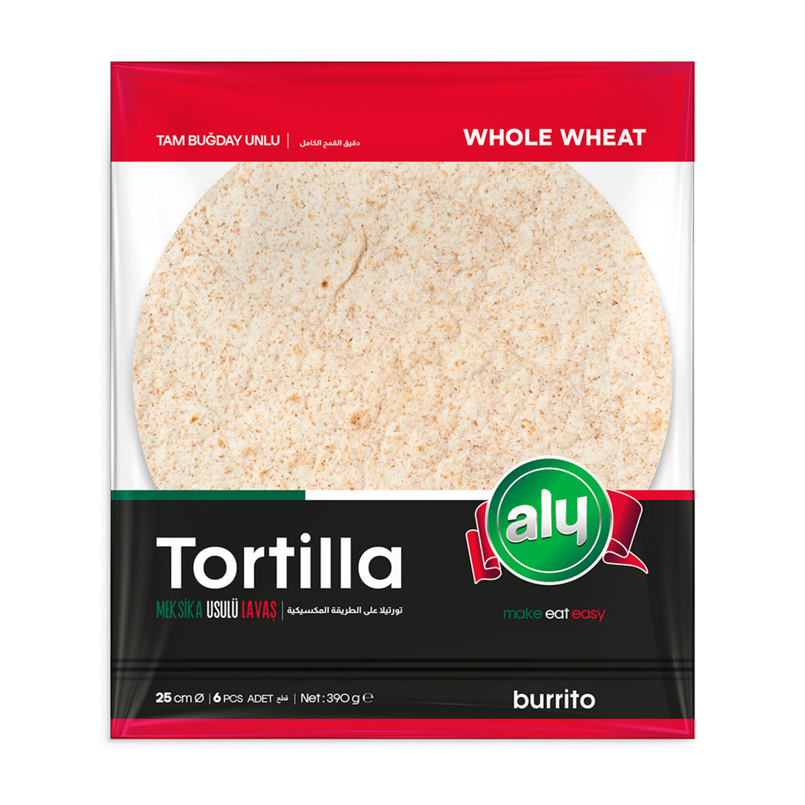 Aly Tortilla Lavaş Tam Buğdaylı 6'lı 25 Cm 390 G