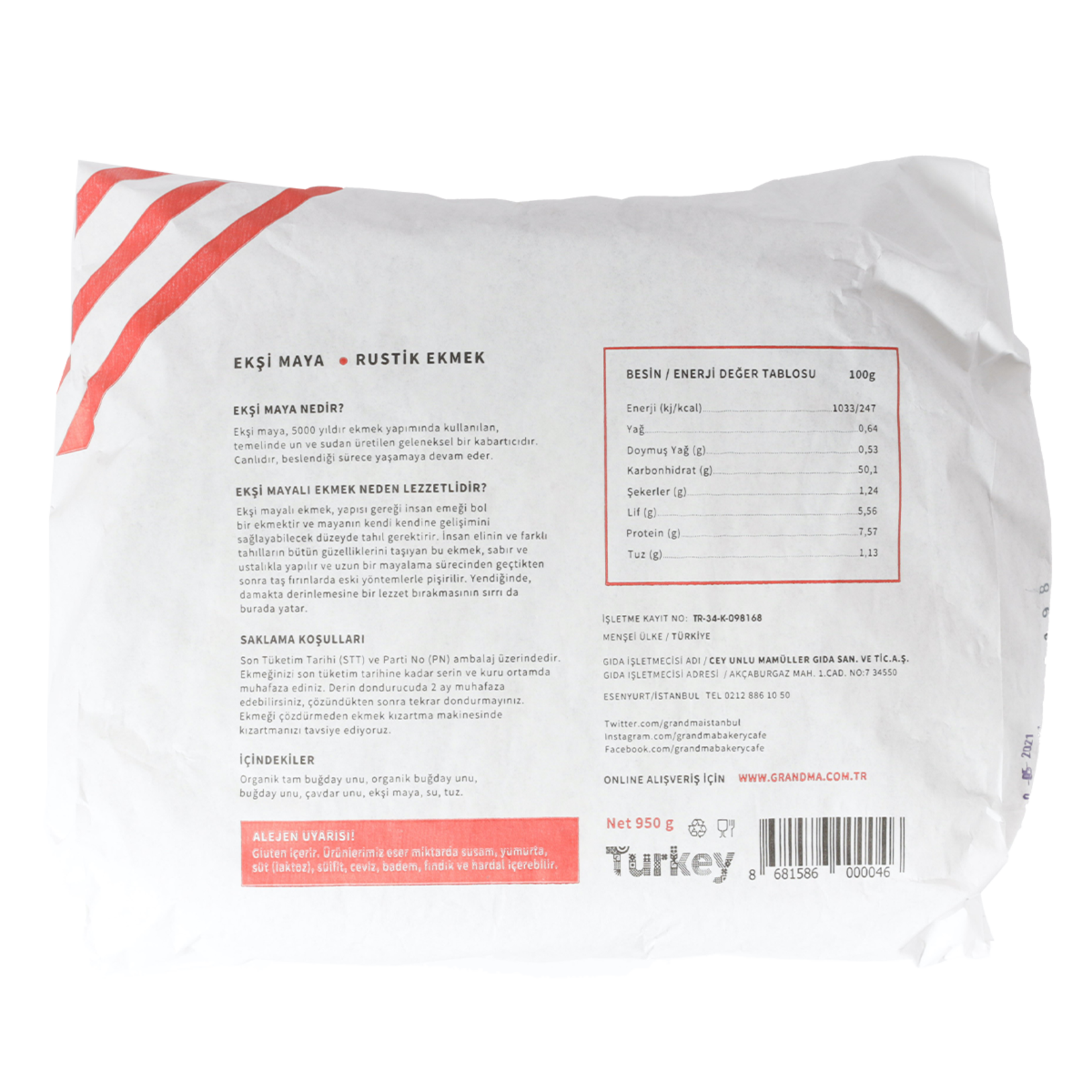 Grandma Bakery Ekşi Maya Rustik Ekmek 950 G - Görsel 2