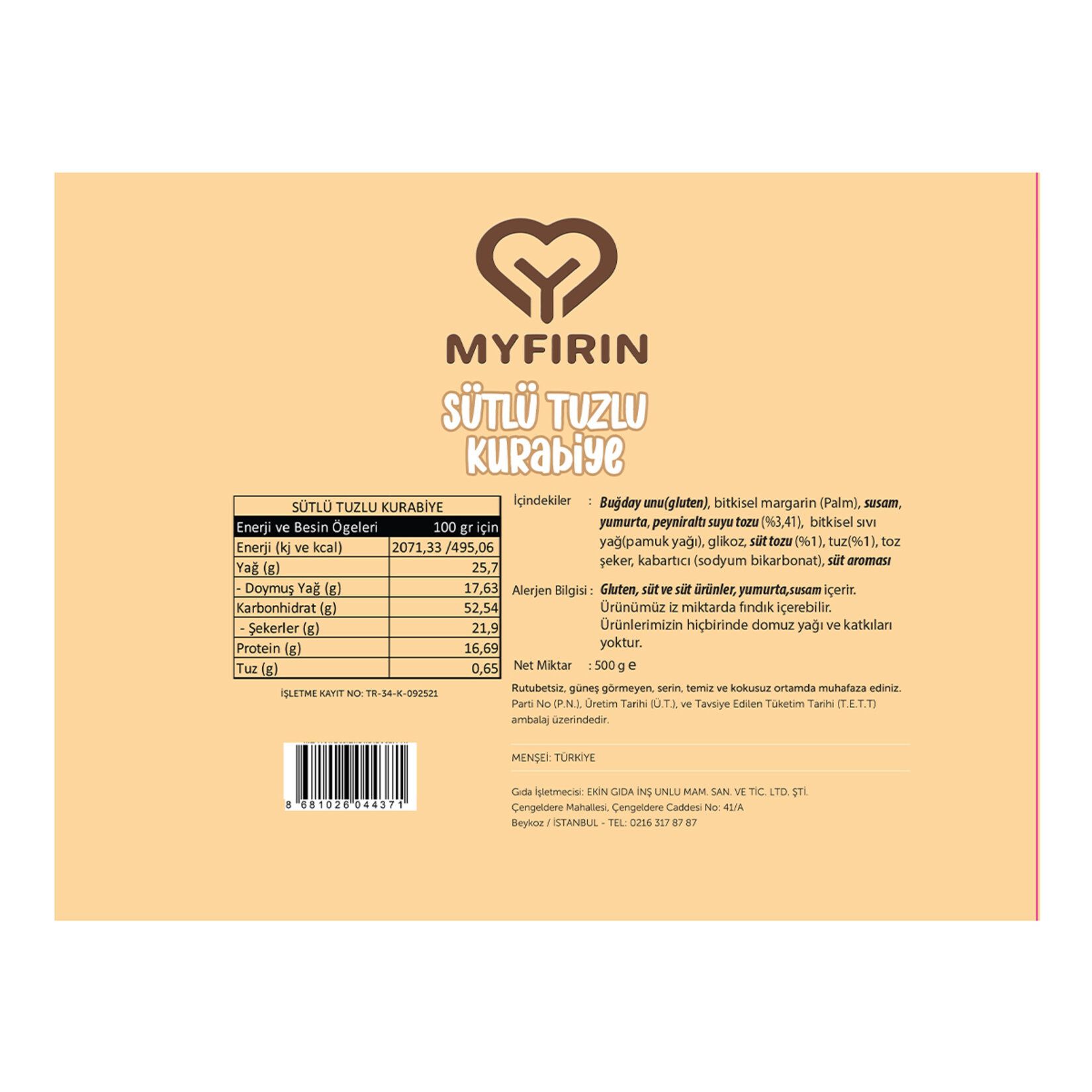 Myfırın Sütlü Tuzlu Kurabiye 500 G - Görsel 3